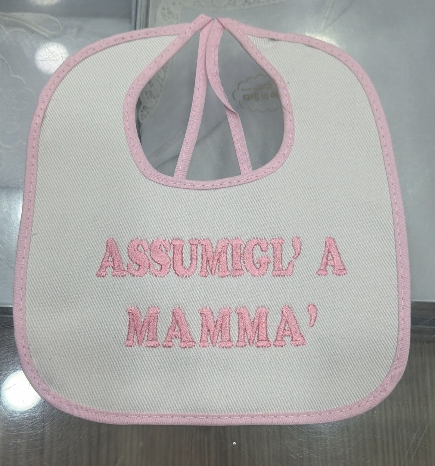 Bavetto Neonato Divertente Napoletano in Cotone – Bavaglino con Frasi Simpatiche Rosa Baby