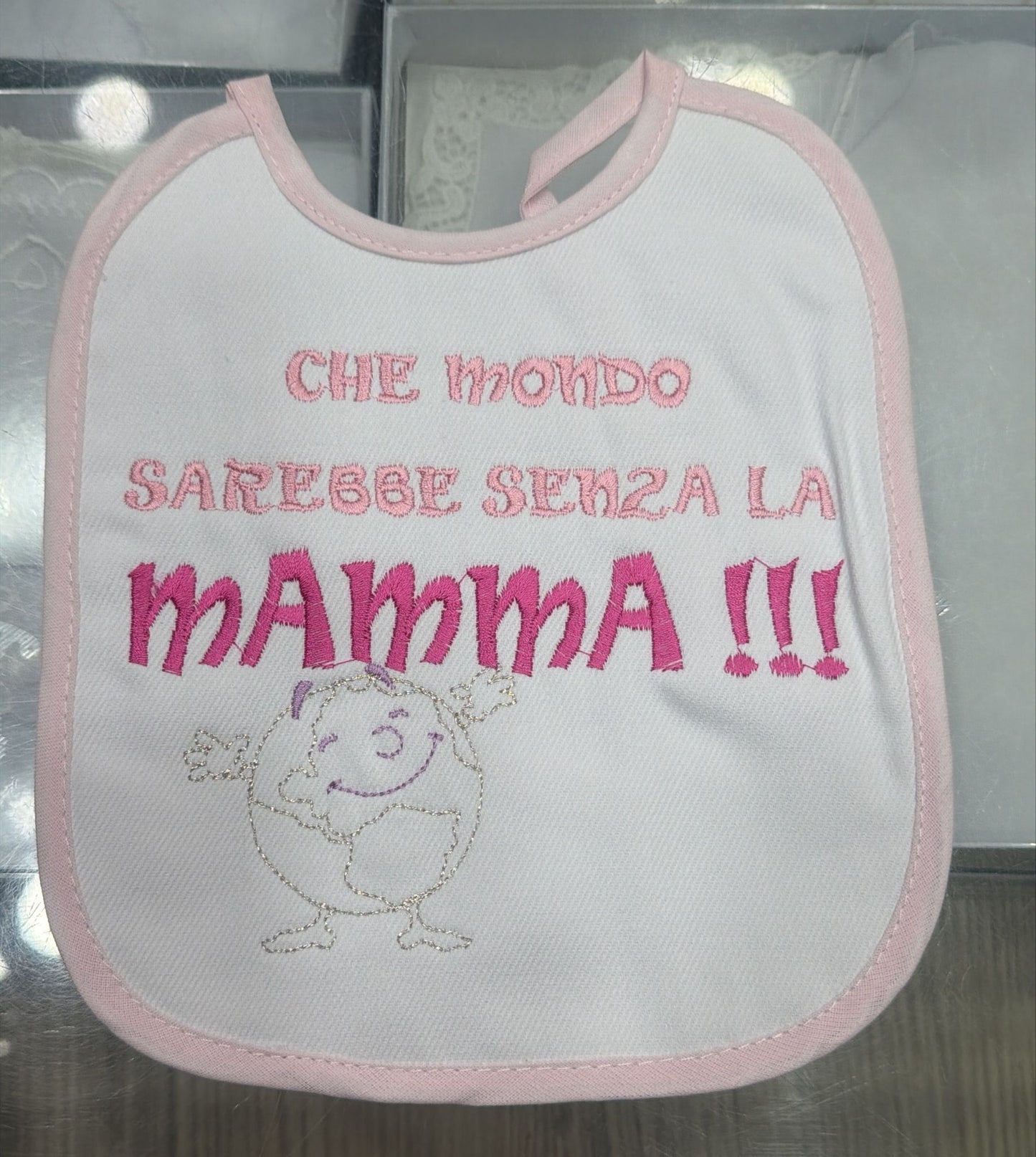 Bavetto Neonato Divertente Napoletano in Cotone – Bavaglino con Frasi Simpatiche Rosa Baby