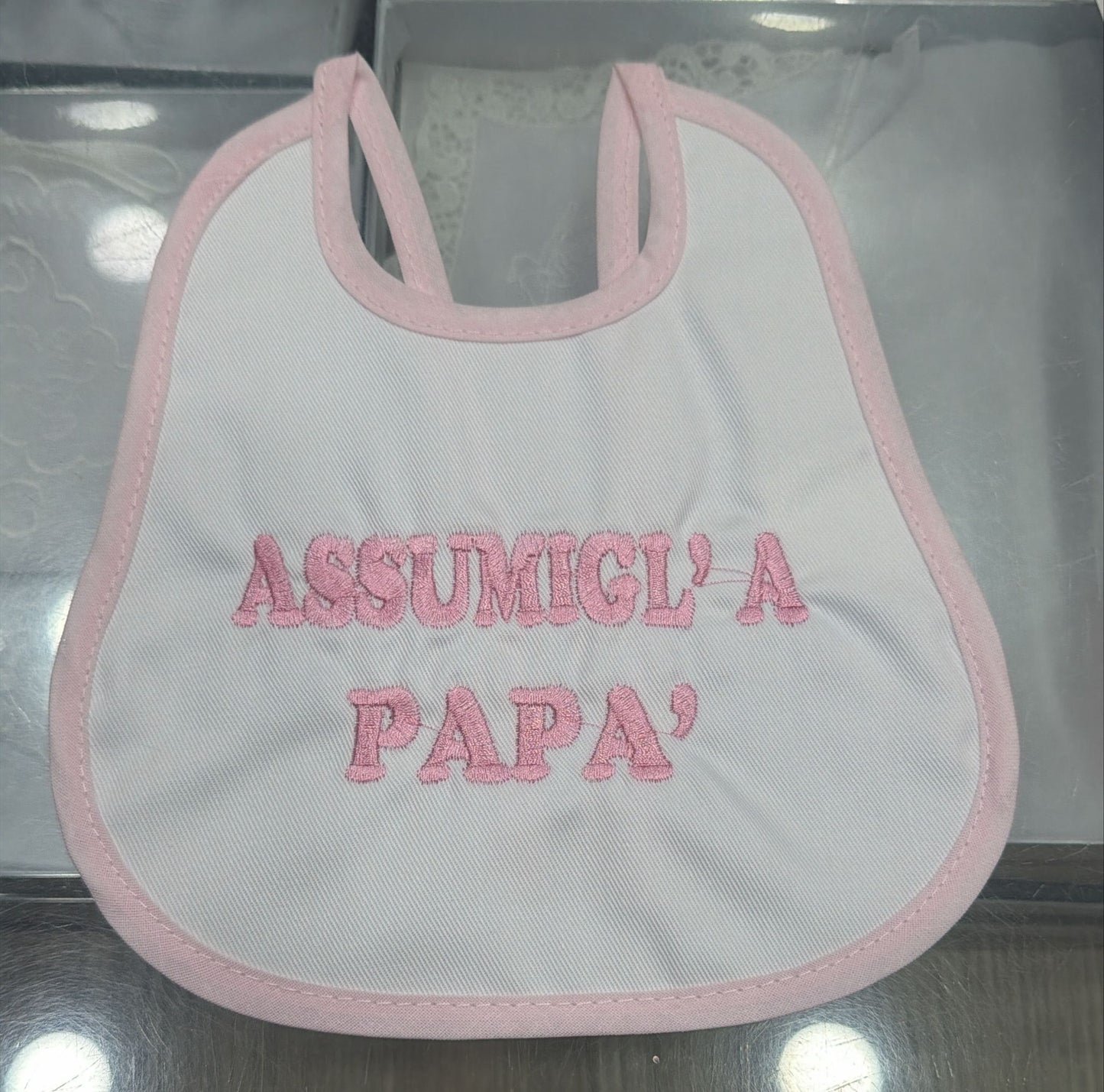 Bavetto Neonato Divertente Napoletano in Cotone – Bavaglino con Frasi Simpatiche Rosa Baby