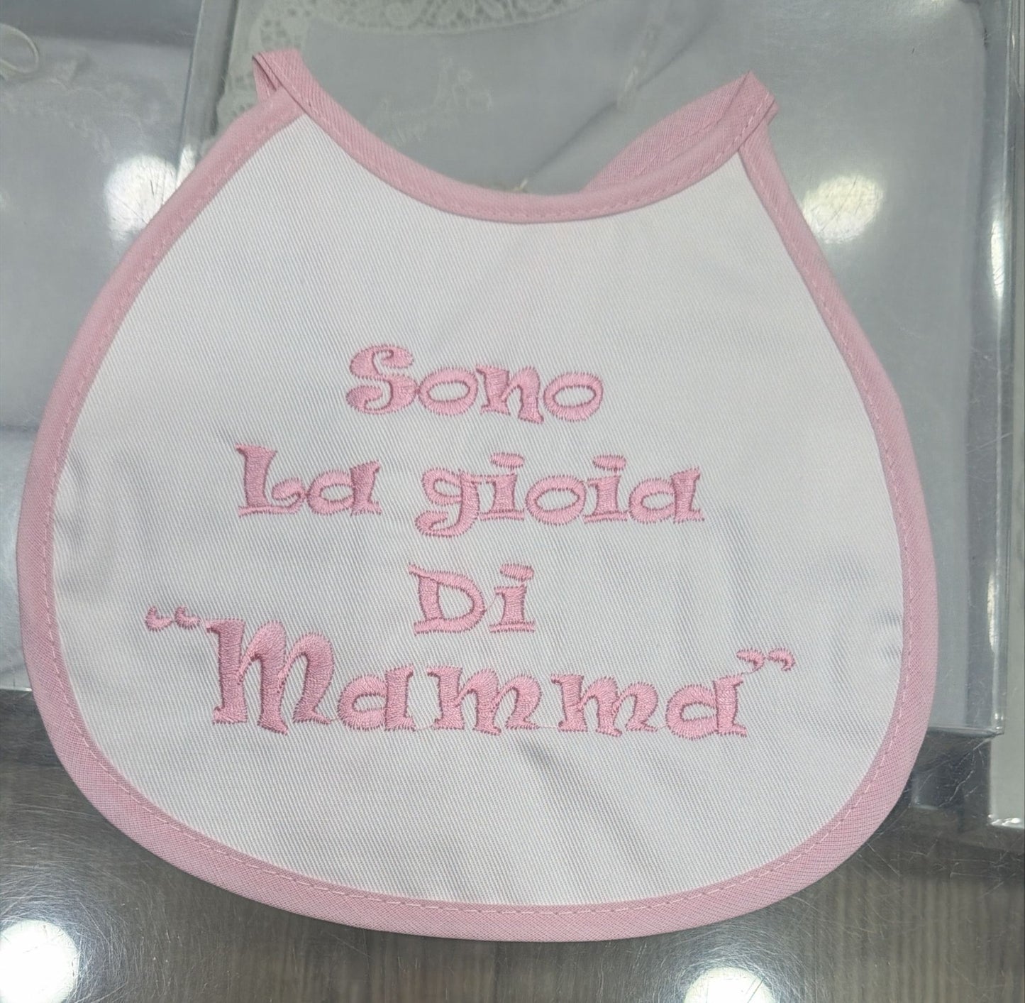 Bavetto Neonato Divertente Napoletano in Cotone – Bavaglino con Frasi Simpatiche Rosa Baby