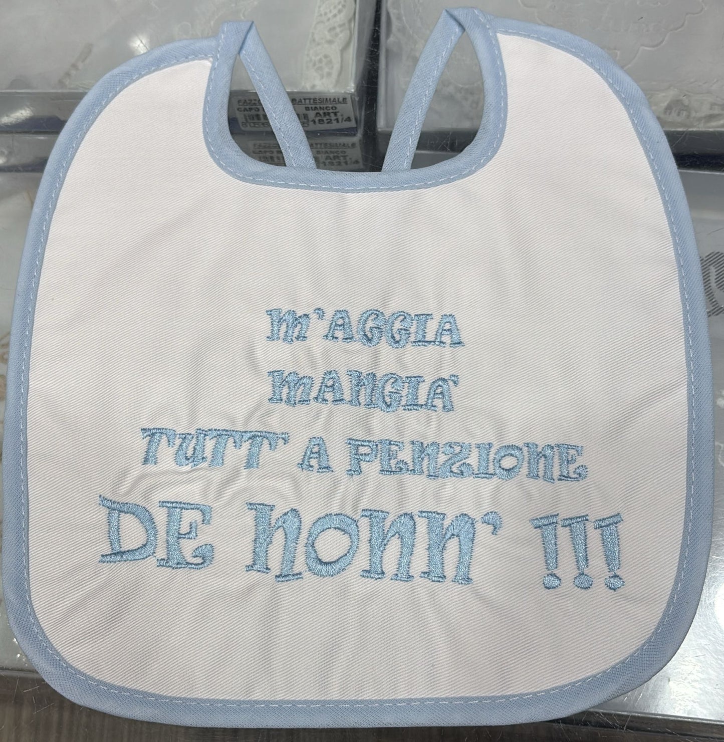 Bavetto Neonato Simpatico con Frasi Divertenti Ricamate | Bavaglino Baby