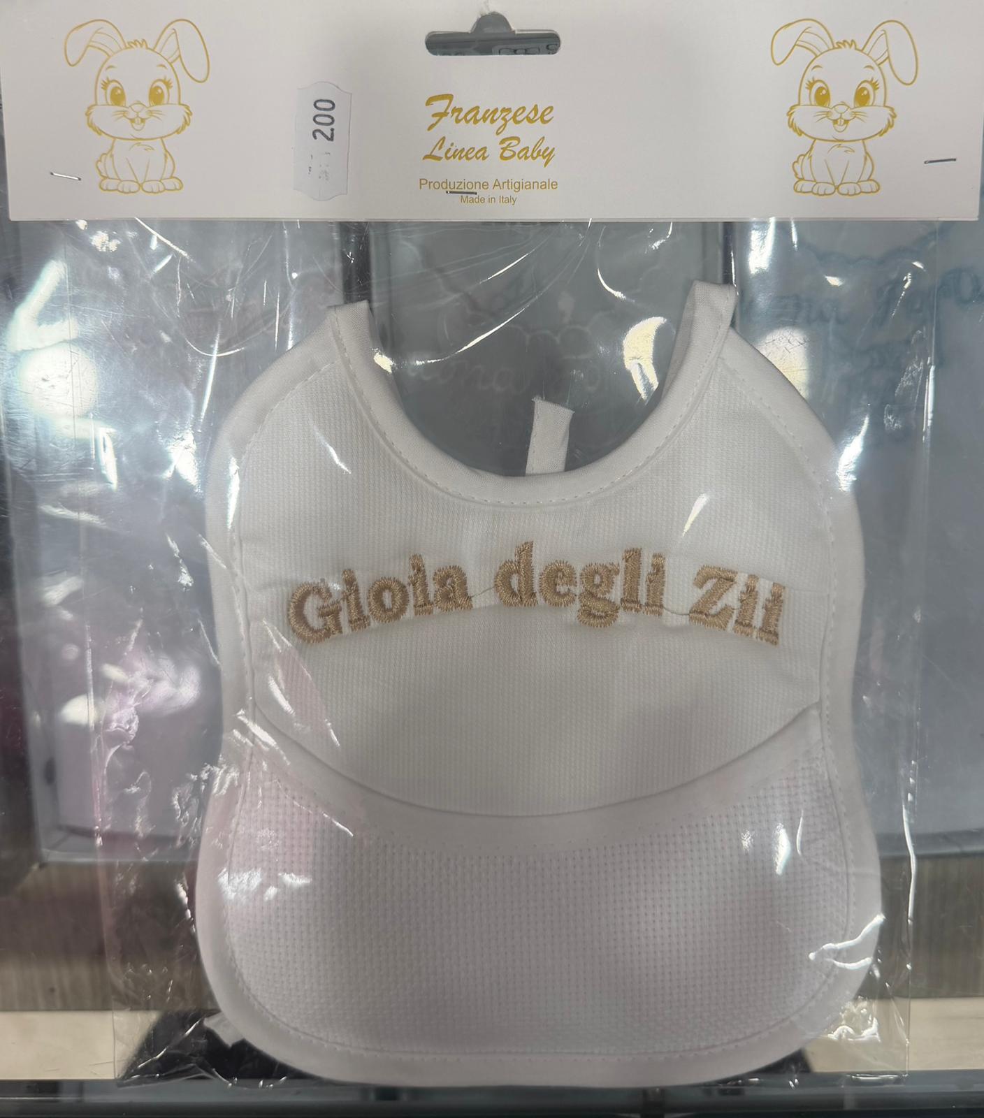 Bavetta Ricamata Neonato con Tasca e Tela Aida Personalizzabile