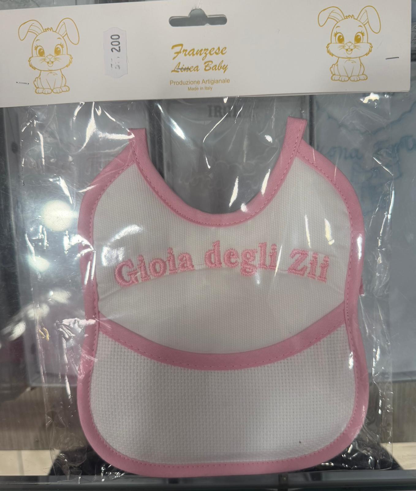 Bavetta Ricamata Neonato con Tasca e Tela Aida Personalizzabile
