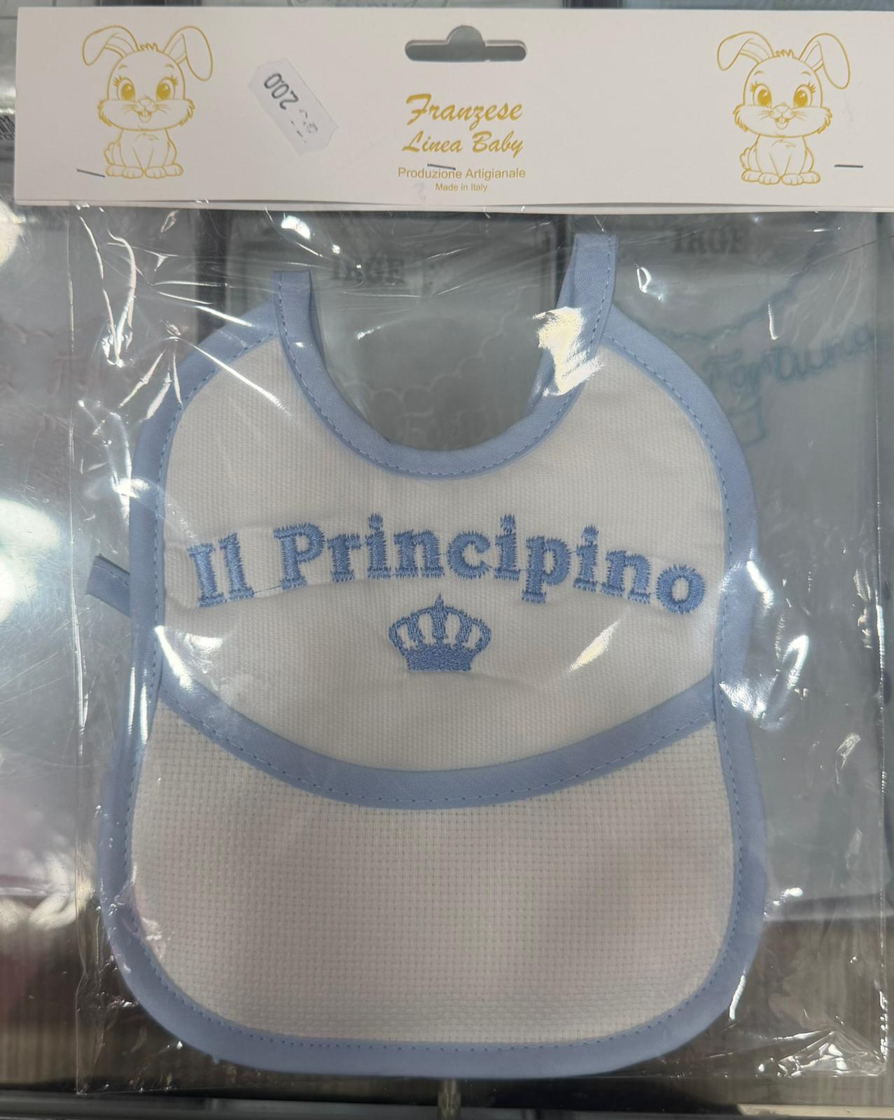 Bavetta Ricamata Neonato con Tasca e Tela Aida Personalizzabile
