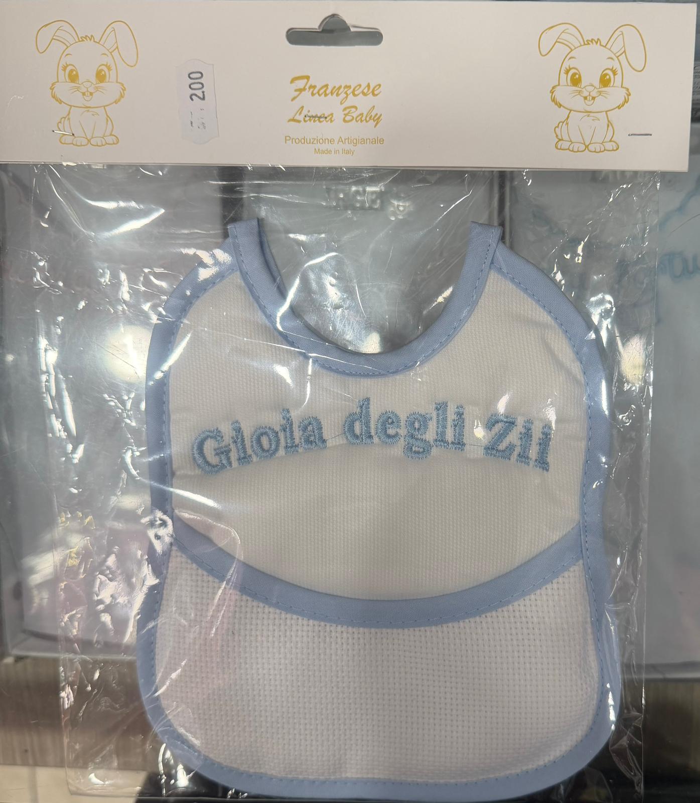 Bavetta Ricamata Neonato con Tasca e Tela Aida Personalizzabile