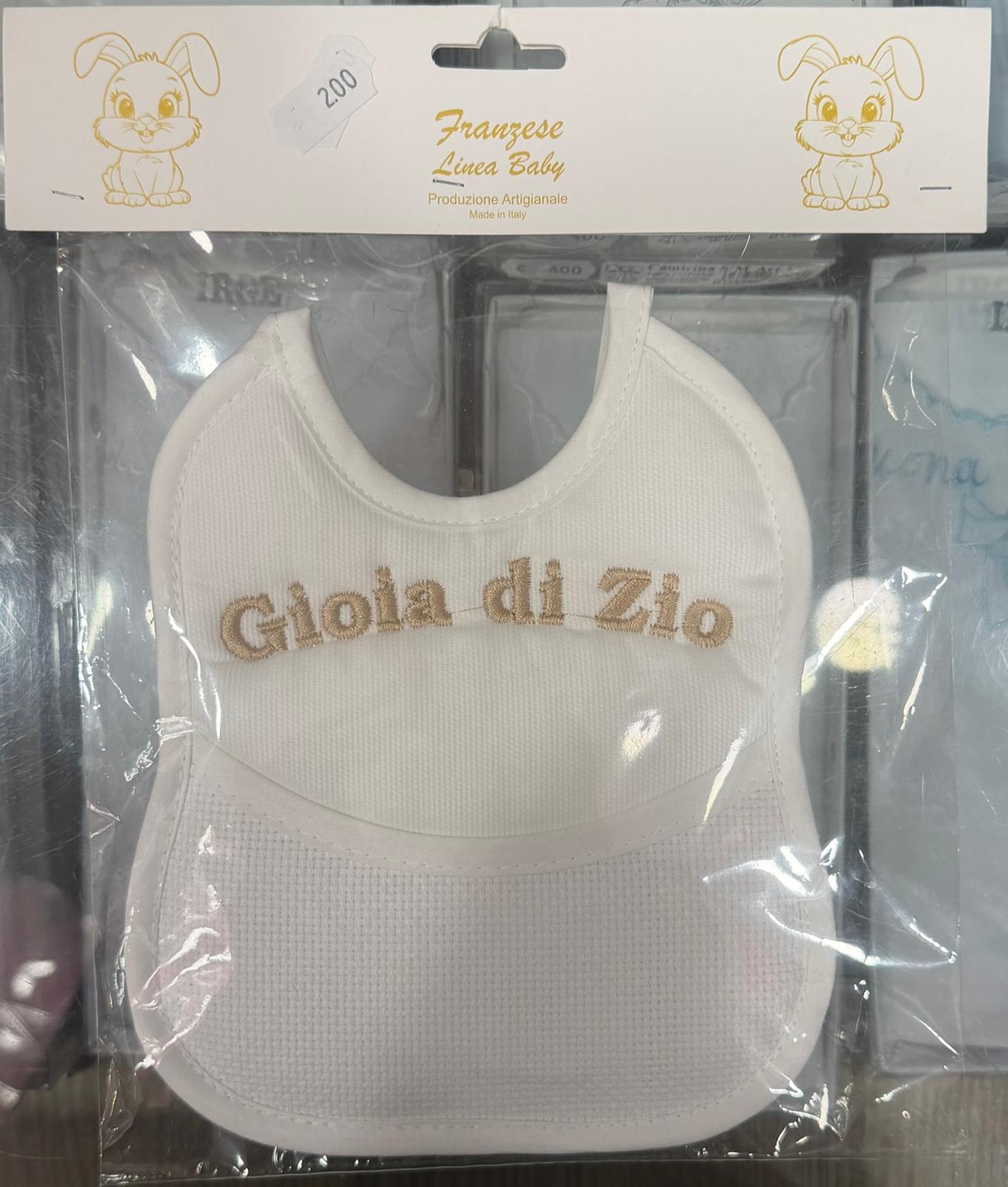 Bavetta Ricamata Neonato con Tasca e Tela Aida Personalizzabile