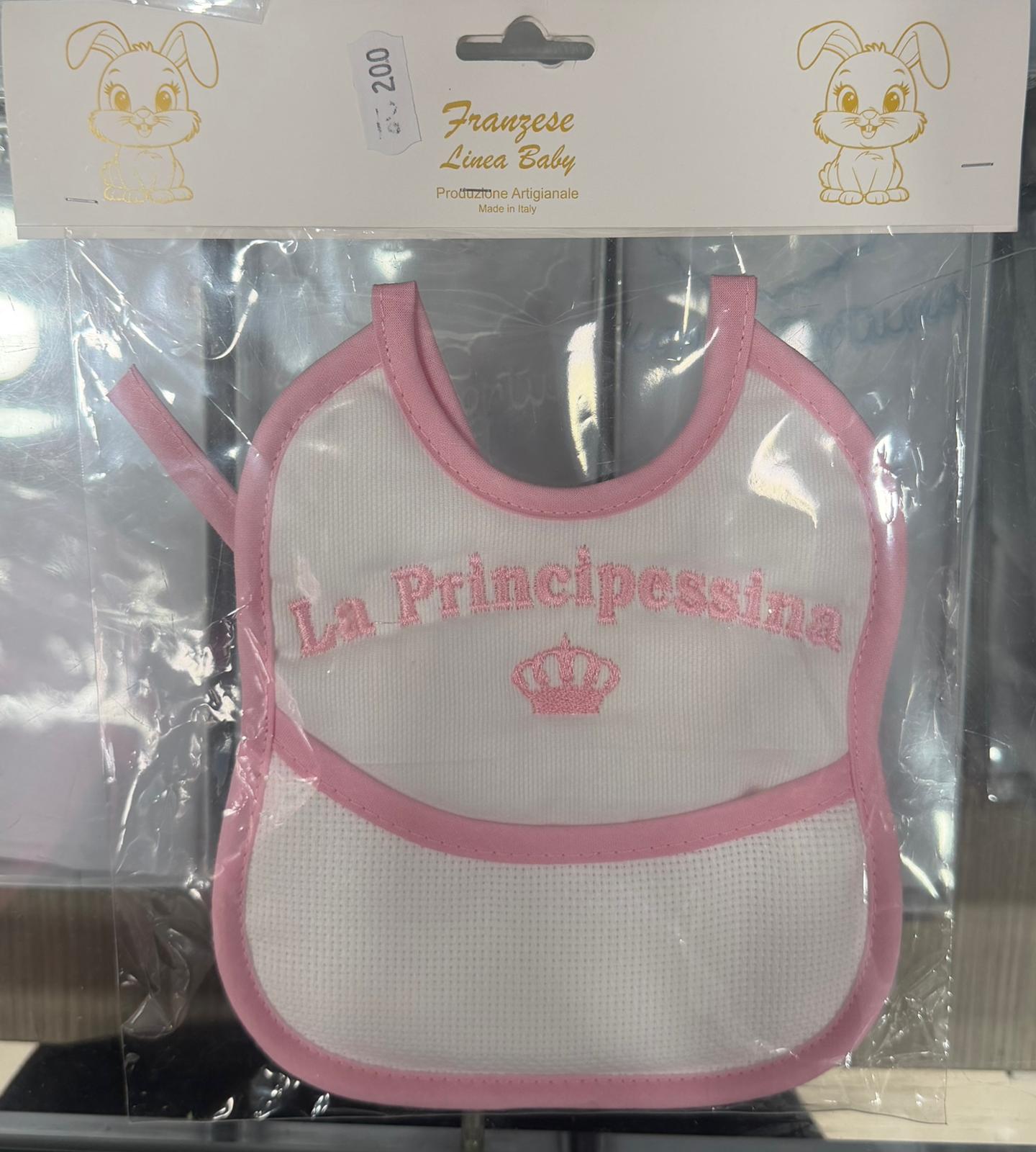 Bavetta Ricamata Neonato con Tasca e Tela Aida Personalizzabile