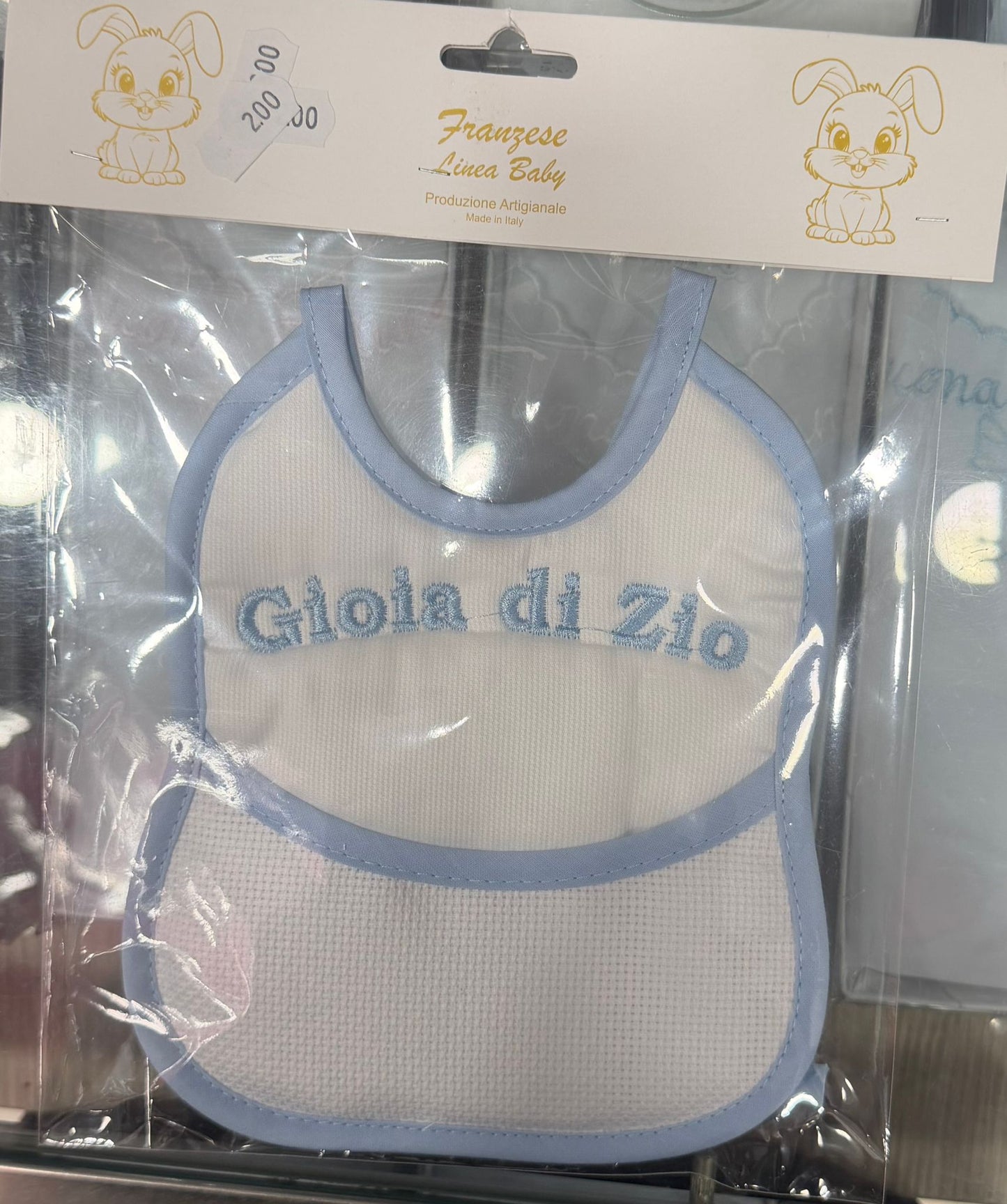Bavetta Ricamata Neonato con Tasca e Tela Aida Personalizzabile