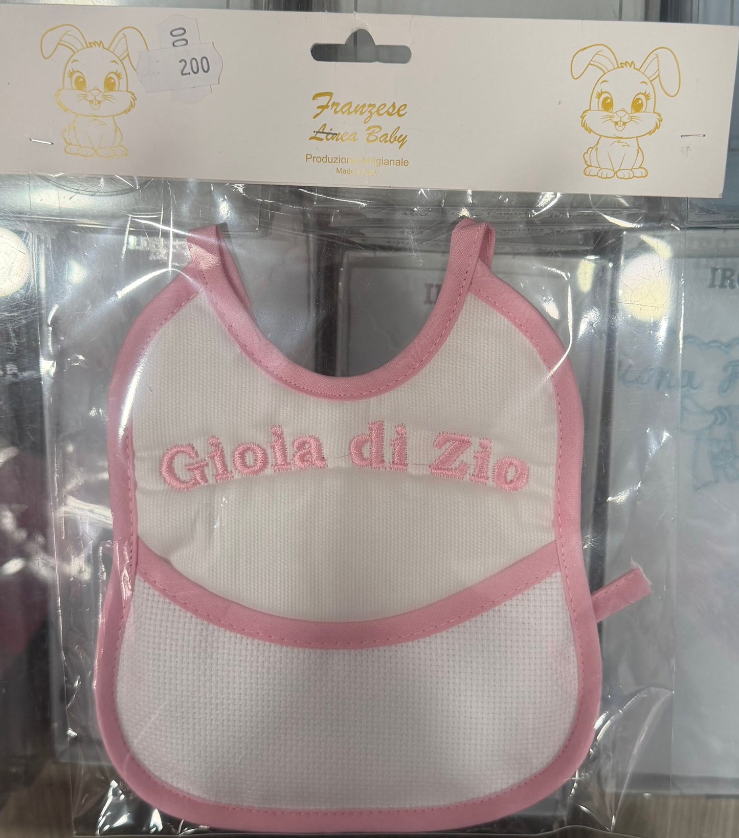 Bavetta Ricamata Neonato con Tasca e Tela Aida Personalizzabile