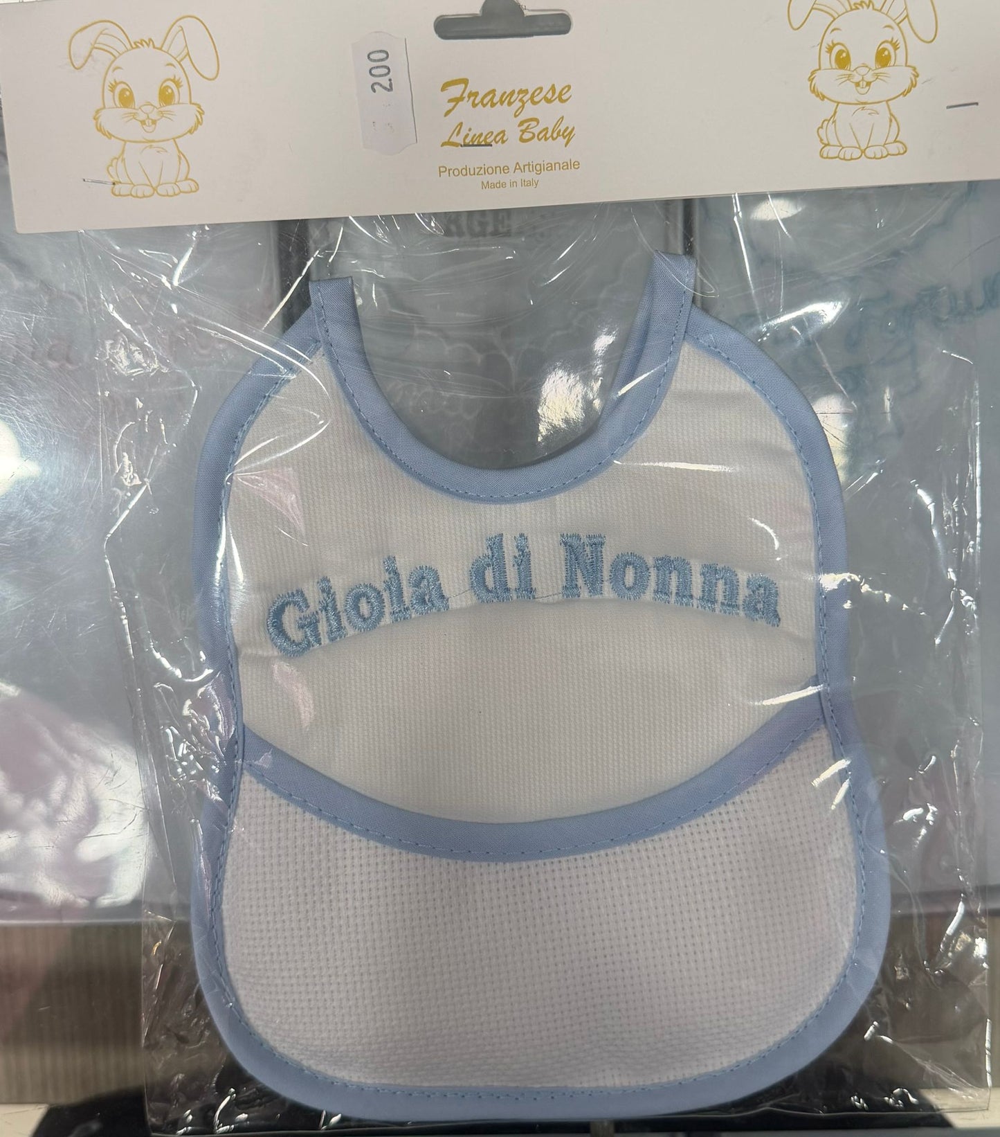 Bavetta Ricamata Neonato con Tasca e Tela Aida Personalizzabile