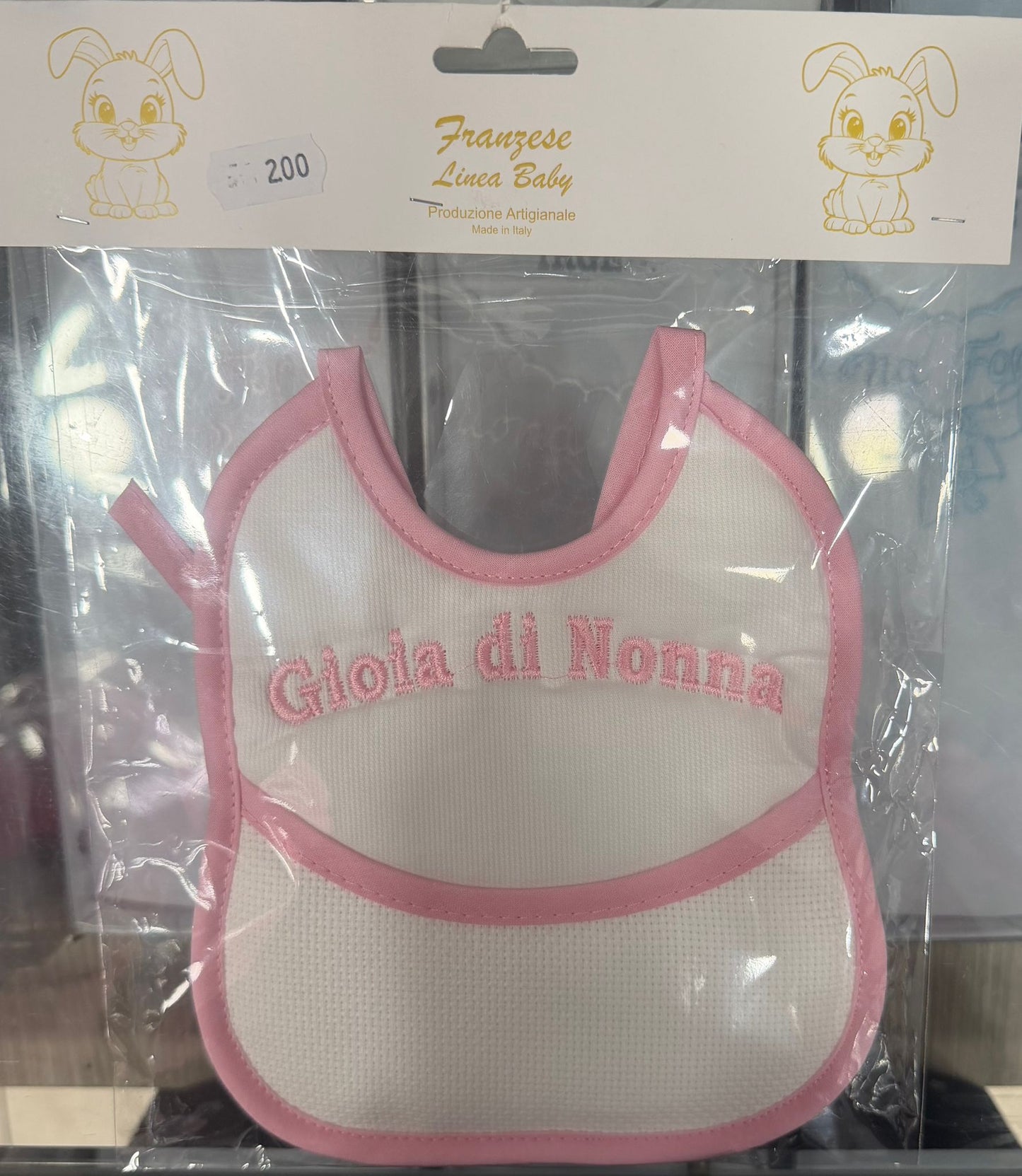 Bavetta Ricamata Neonato con Tasca e Tela Aida Personalizzabile