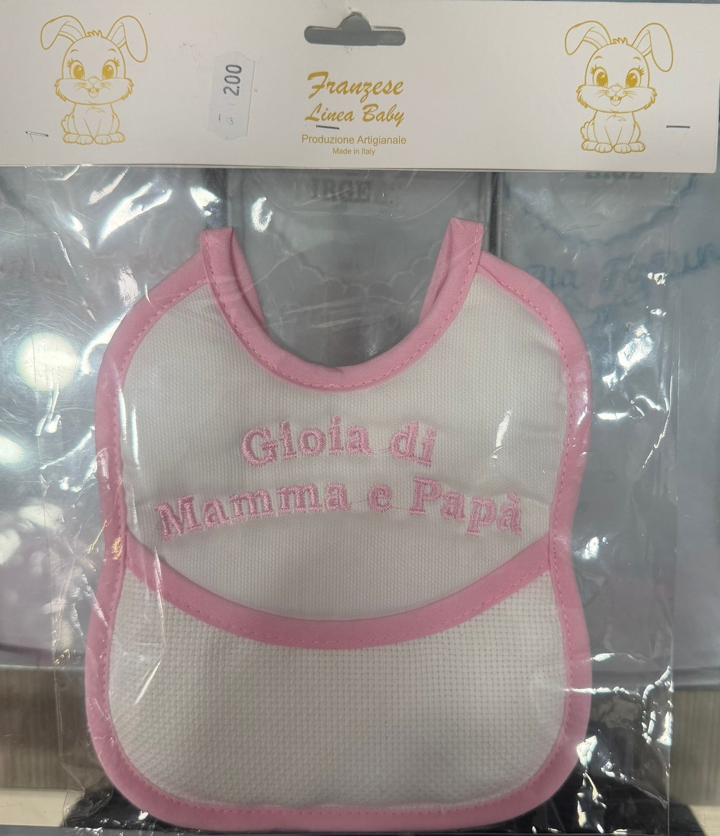 Bavetta Ricamata Neonato con Tasca e Tela Aida Personalizzabile