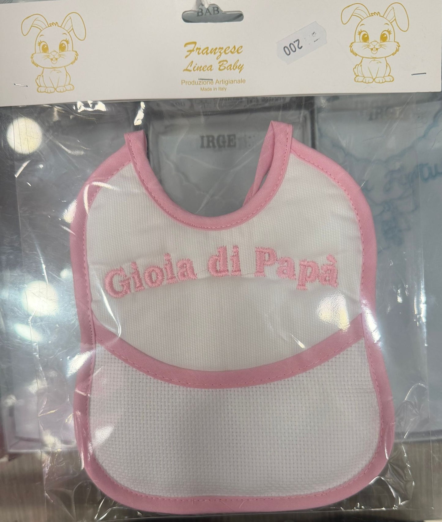 Bavetta Ricamata Neonato con Tasca e Tela Aida Personalizzabile