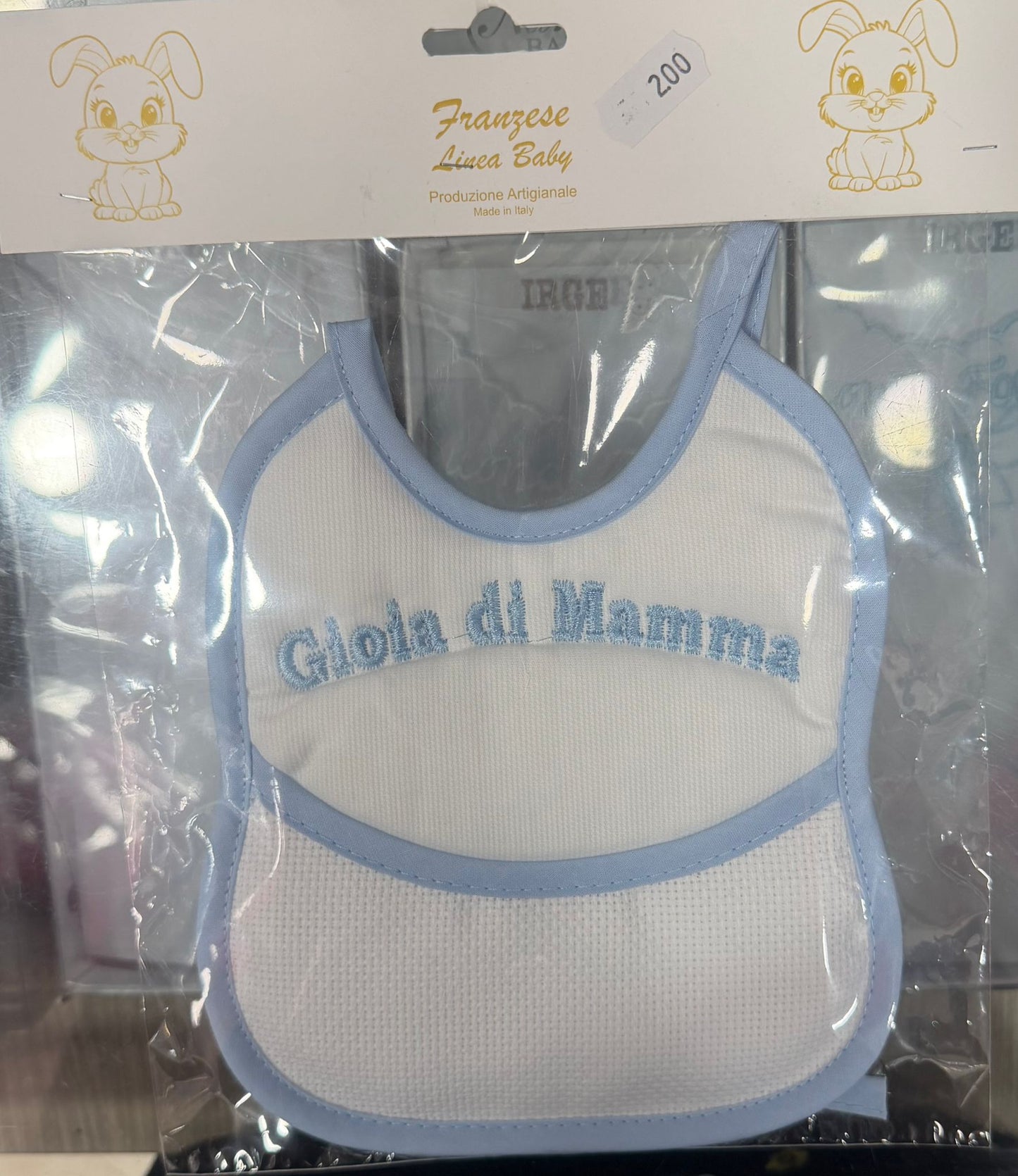 Bavetta Ricamata Neonato con Tasca e Tela Aida Personalizzabile