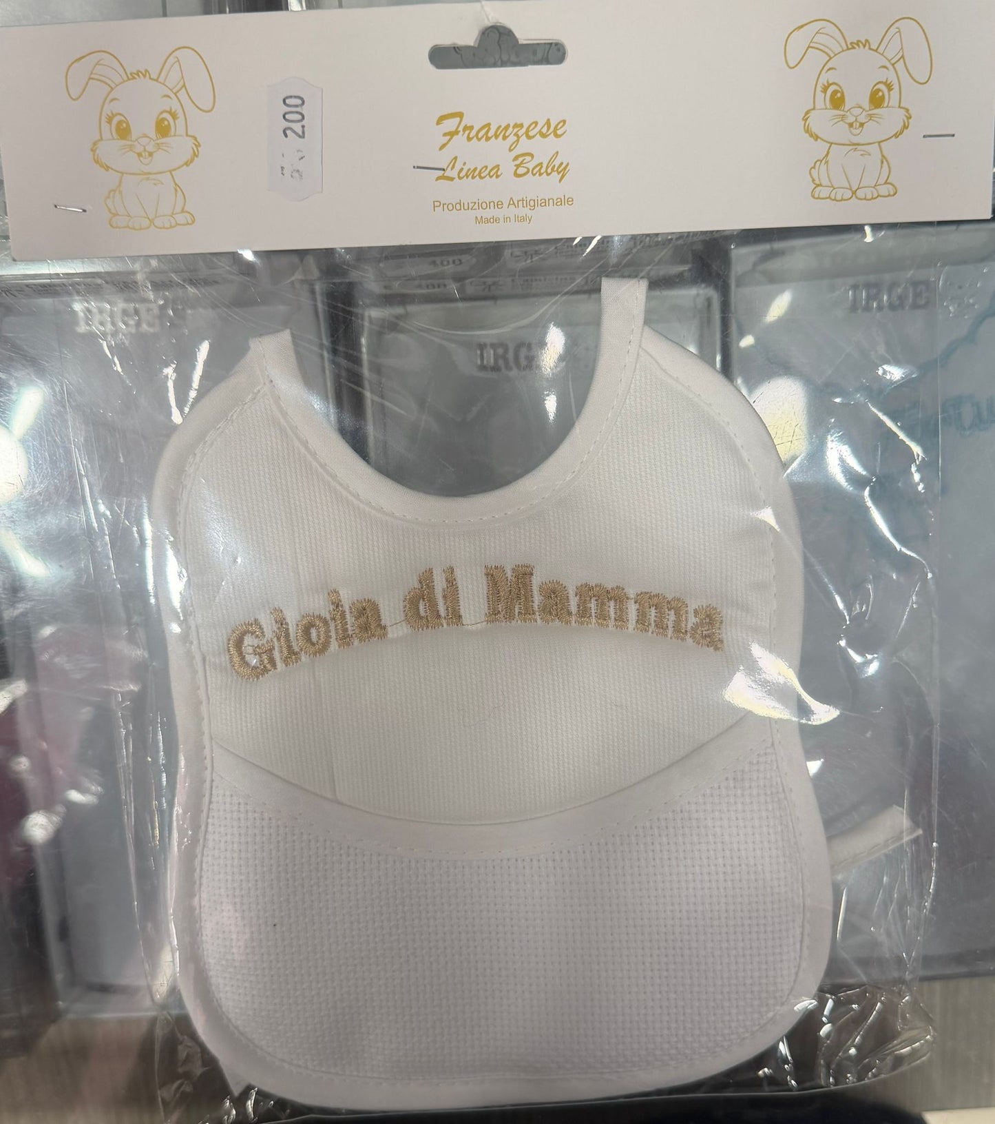 Bavetta Ricamata Neonato con Tasca e Tela Aida Personalizzabile