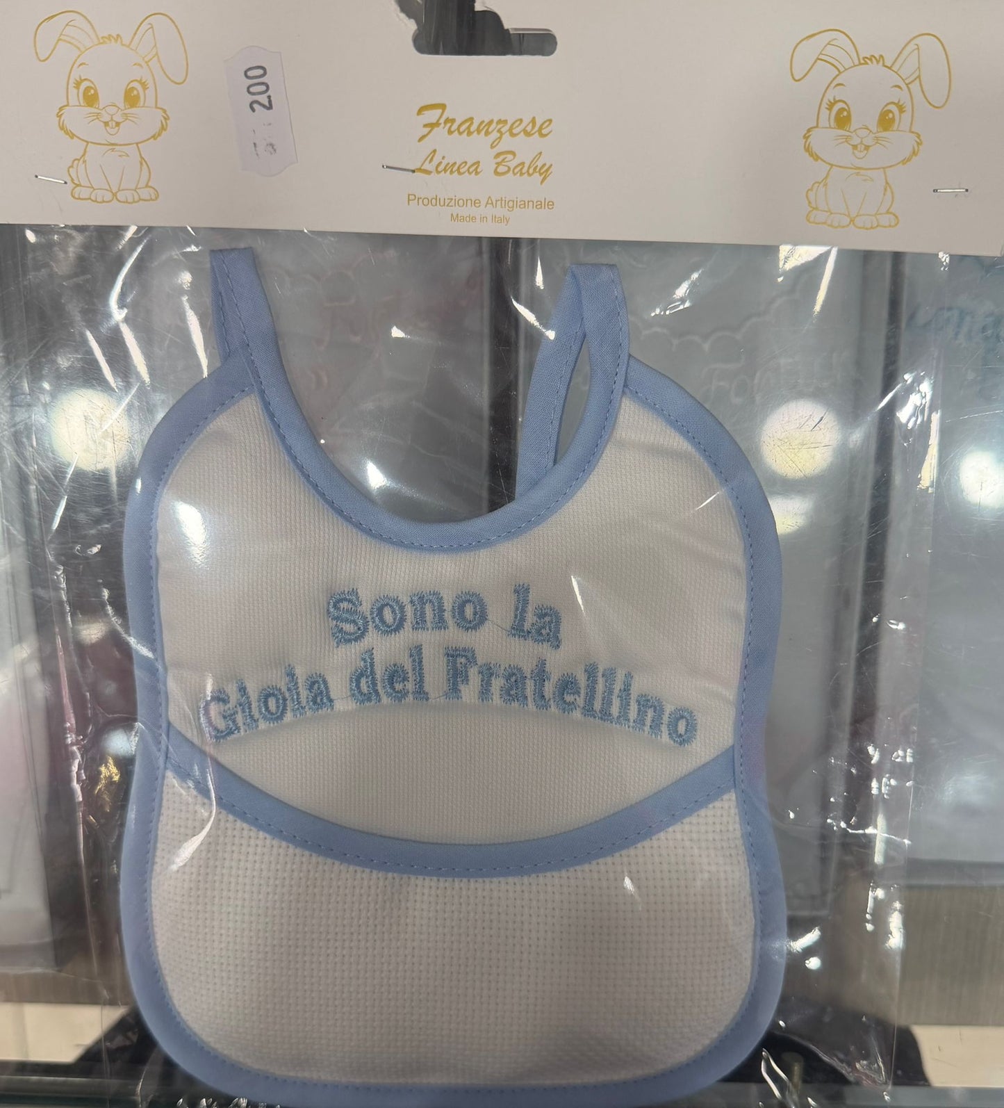 Bavetta Ricamata Neonato con Tasca e Tela Aida Personalizzabile