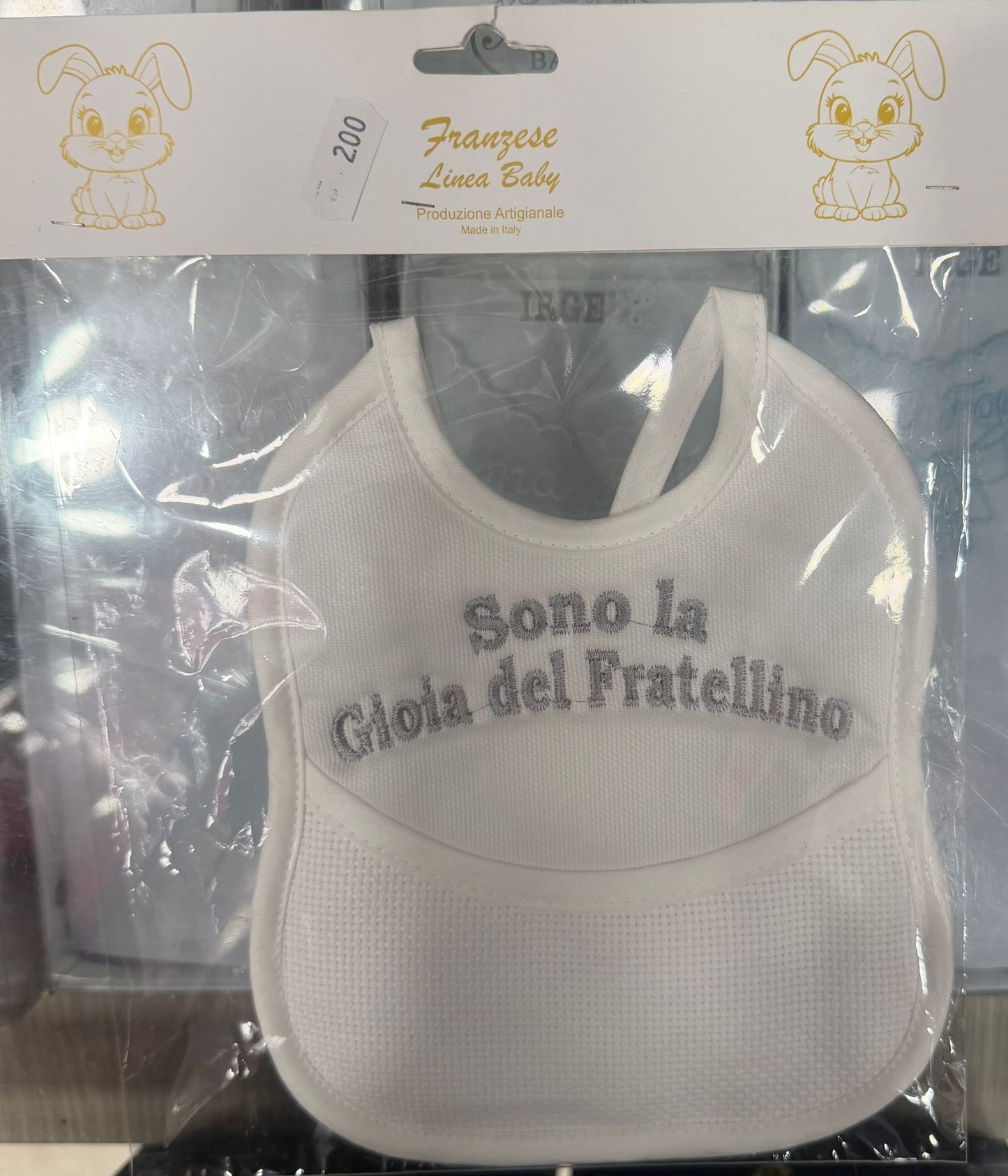 Bavetta Ricamata Neonato con Tasca e Tela Aida Personalizzabile