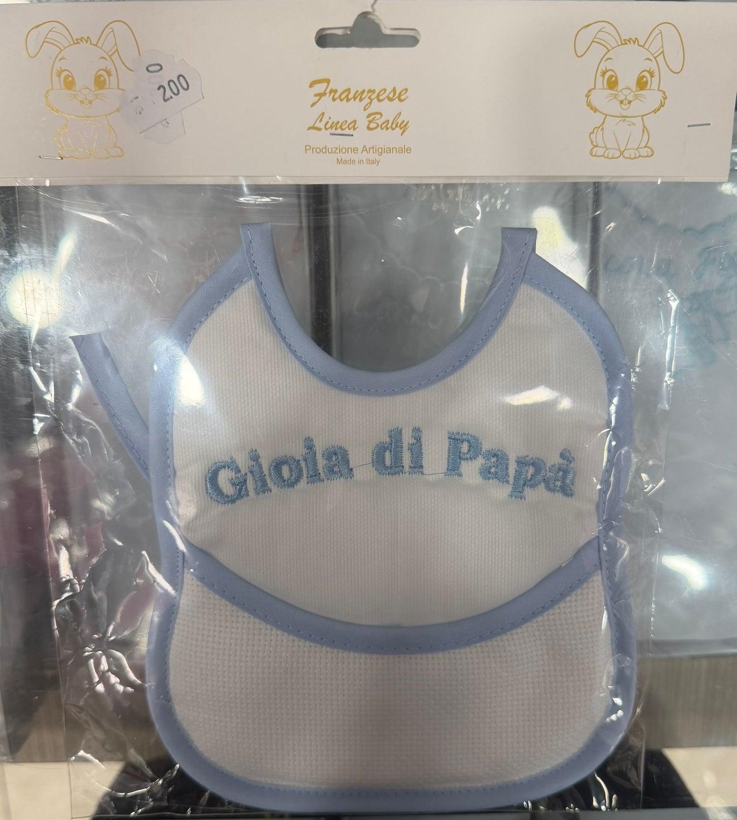 Bavetta Ricamata Neonato con Tasca e Tela Aida Personalizzabile