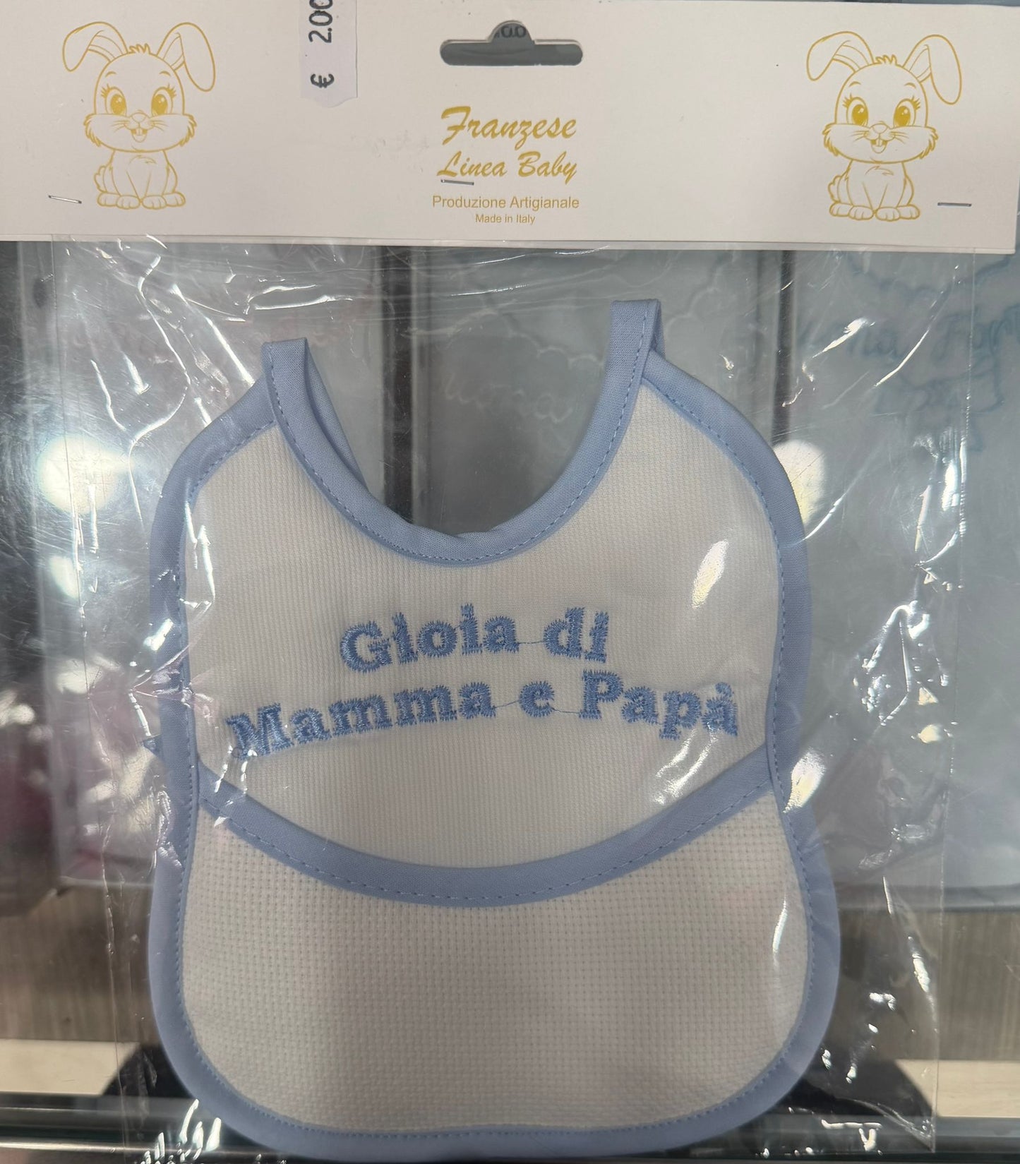 Bavetta Ricamata Neonato con Tasca e Tela Aida Personalizzabile