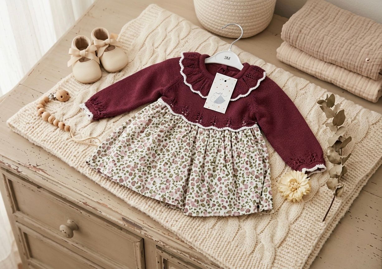 Vestitino Neonata in Maglia e Fantasia Floreale CJ700-1