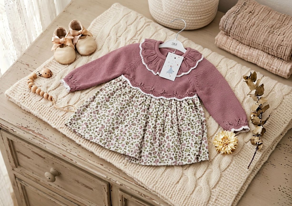 Vestitino Neonata in Maglia e Fantasia Floreale CJ700-1