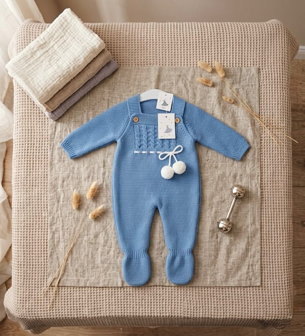 Salopette Neonato in Maglia con Pompon REF. 590