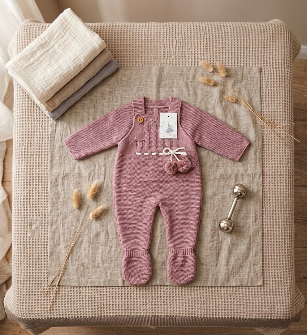 Salopette Neonato in Maglia con Pompon REF. 590