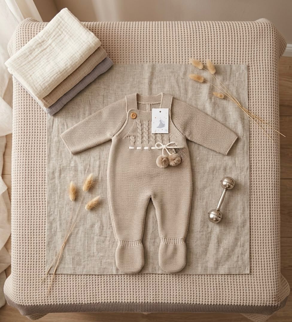 Salopette Neonato in Maglia con Pompon REF. 590