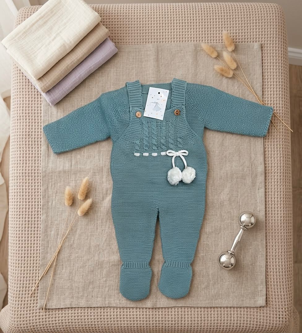 Salopette Neonato in Maglia con Pompon REF. 590