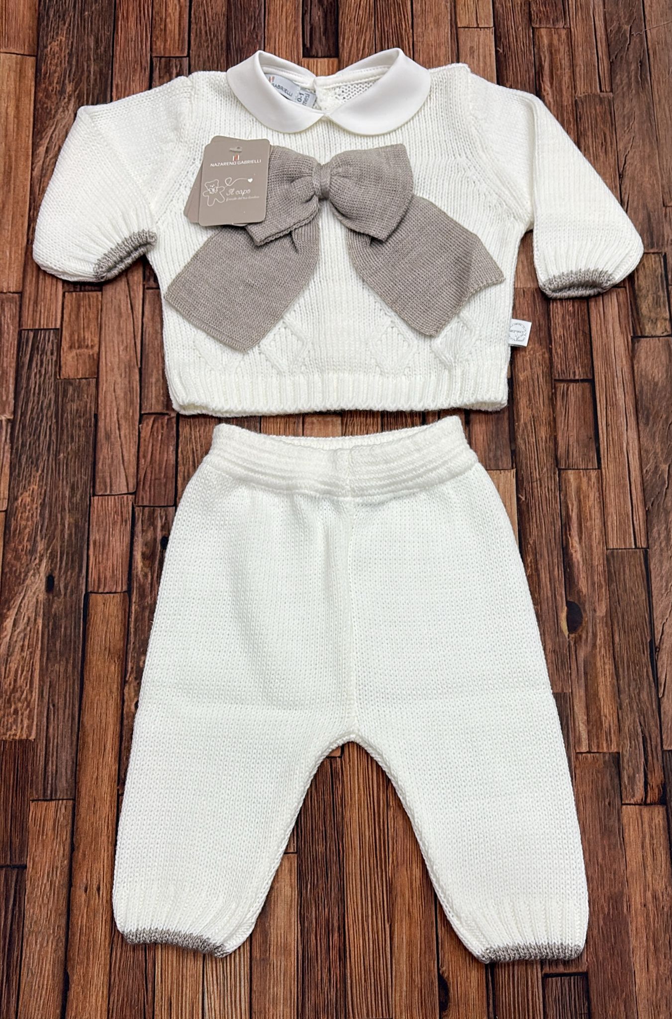Tutina Clinica Neonato in Maglia con Fiocco Nazareno Gabrielli NG-2043 Dis.14