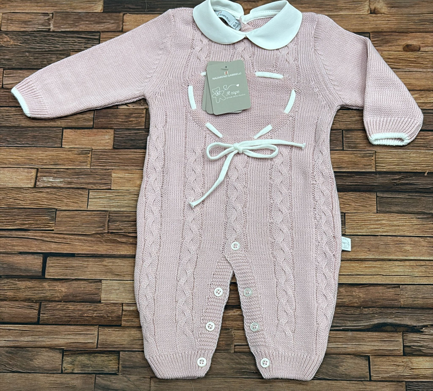 tutina Neonato in Maglia con Cuore Nazareno Gabrielli NG-2047 100% Acrilico