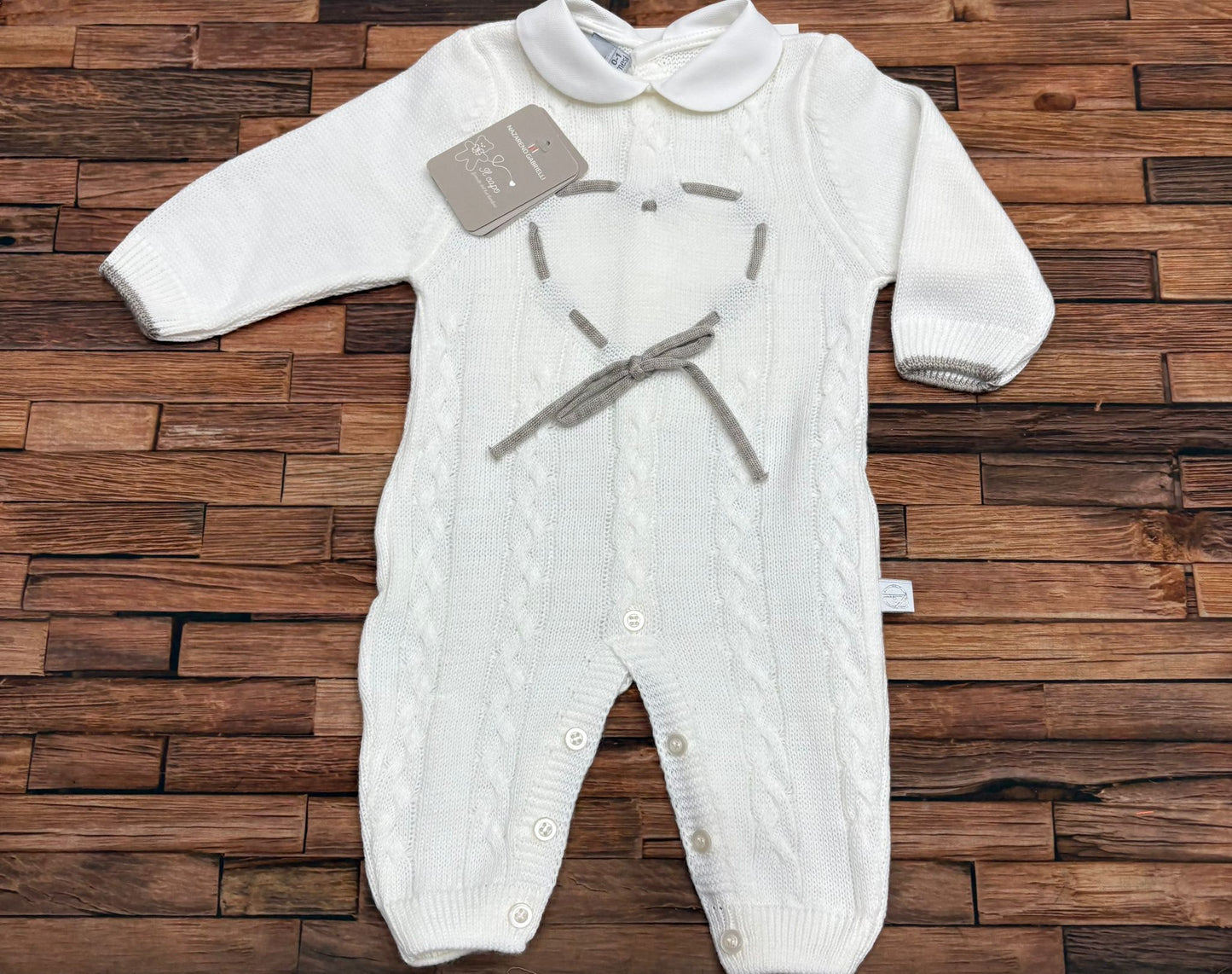 tutina Neonato in Maglia con Cuore Nazareno Gabrielli NG-2047 100% Acrilico
