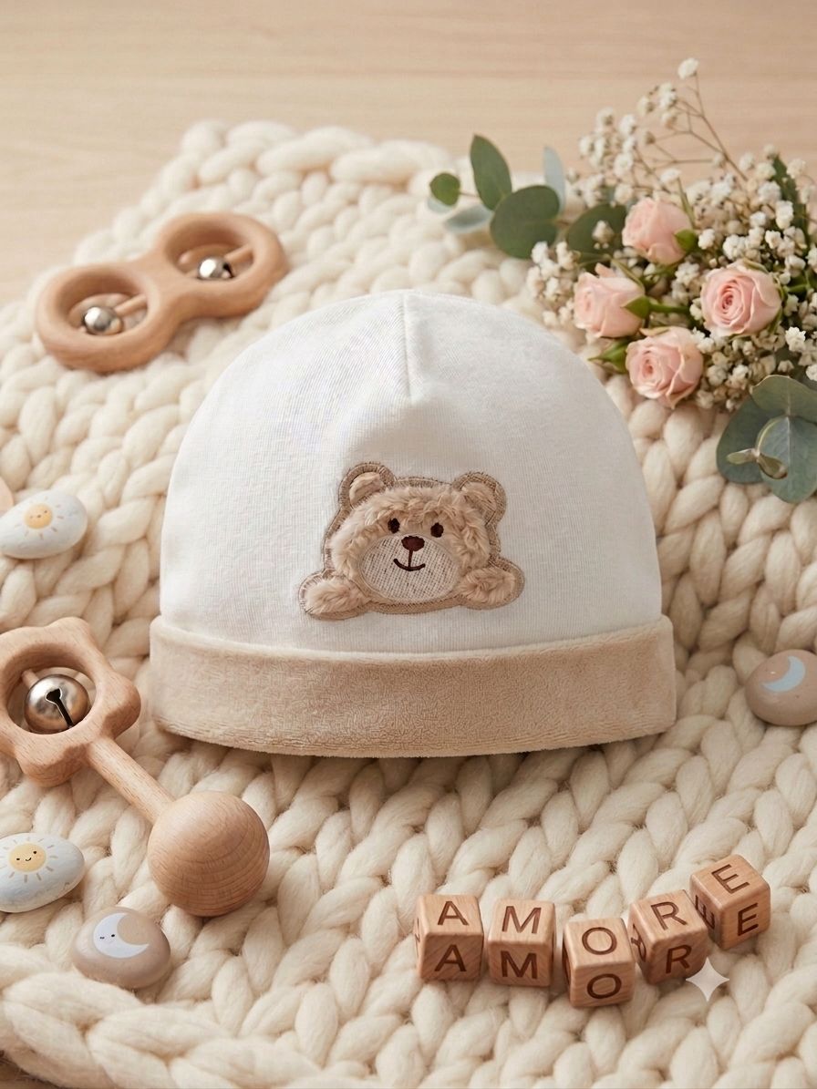 Cappellino Neonato in Ciniglia Tenerotti Art. 45 510 – Verde e Biscotto
