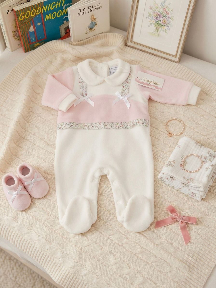 Tutina Neonato in Ciniglia con Fiocchetti – I Batuffolini B548/11F