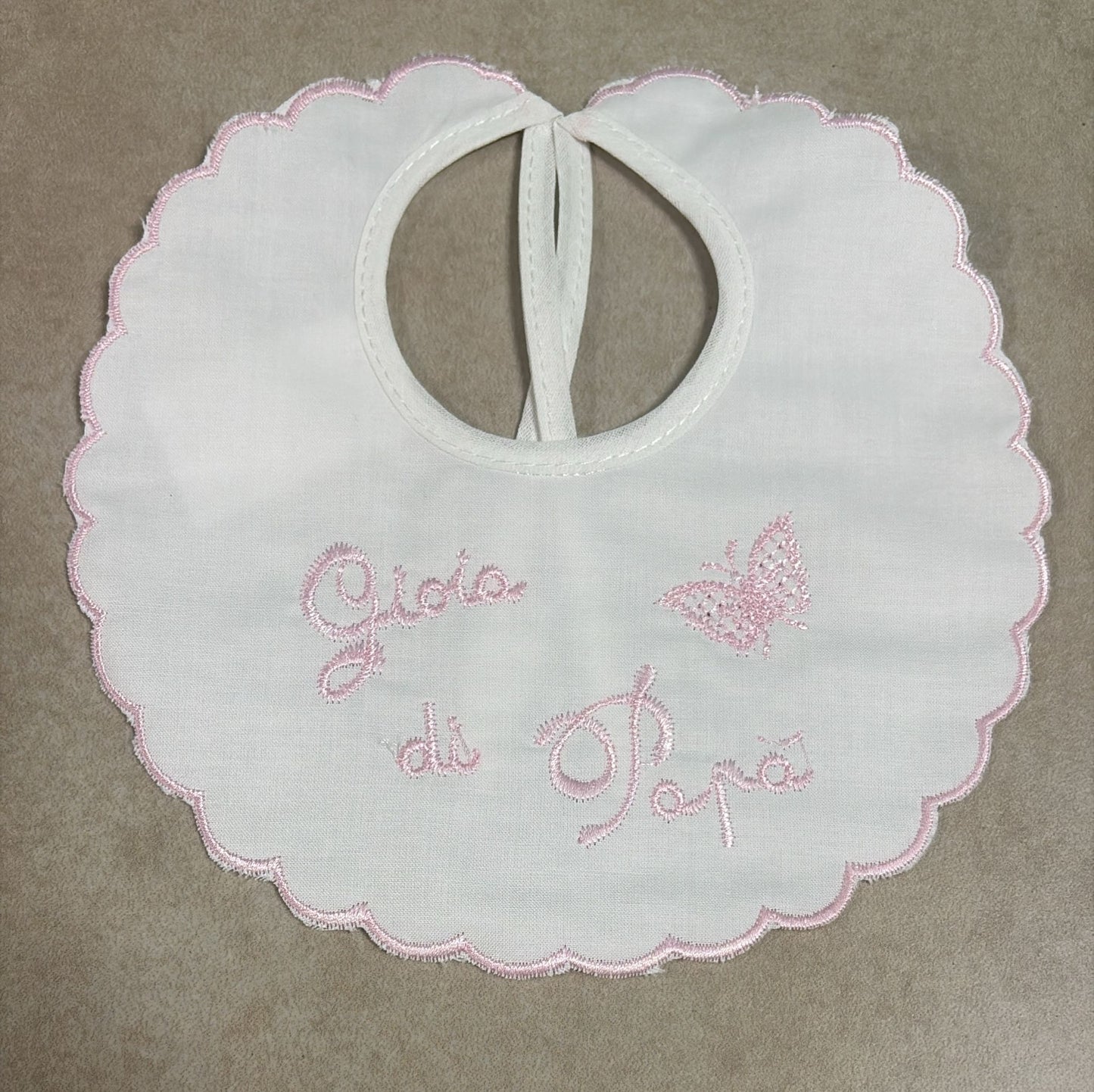 Bavaglino Ricamato Neonato "Gioia di Papà" in 100% Cotone – Ornella BV003-001
