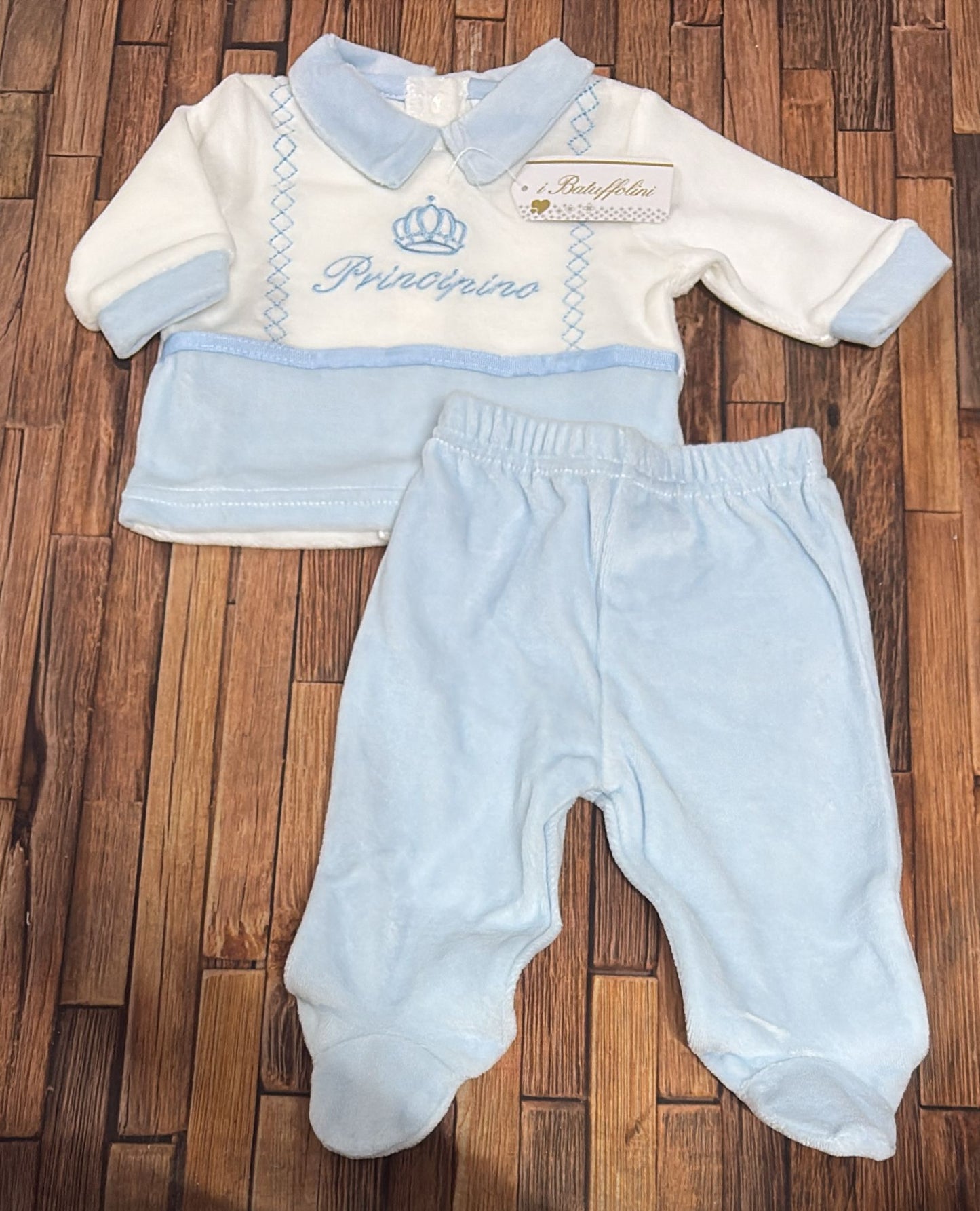 Completo Clinico Neonato in Ciniglia Principino – I Batuffolini Art. B525/M13