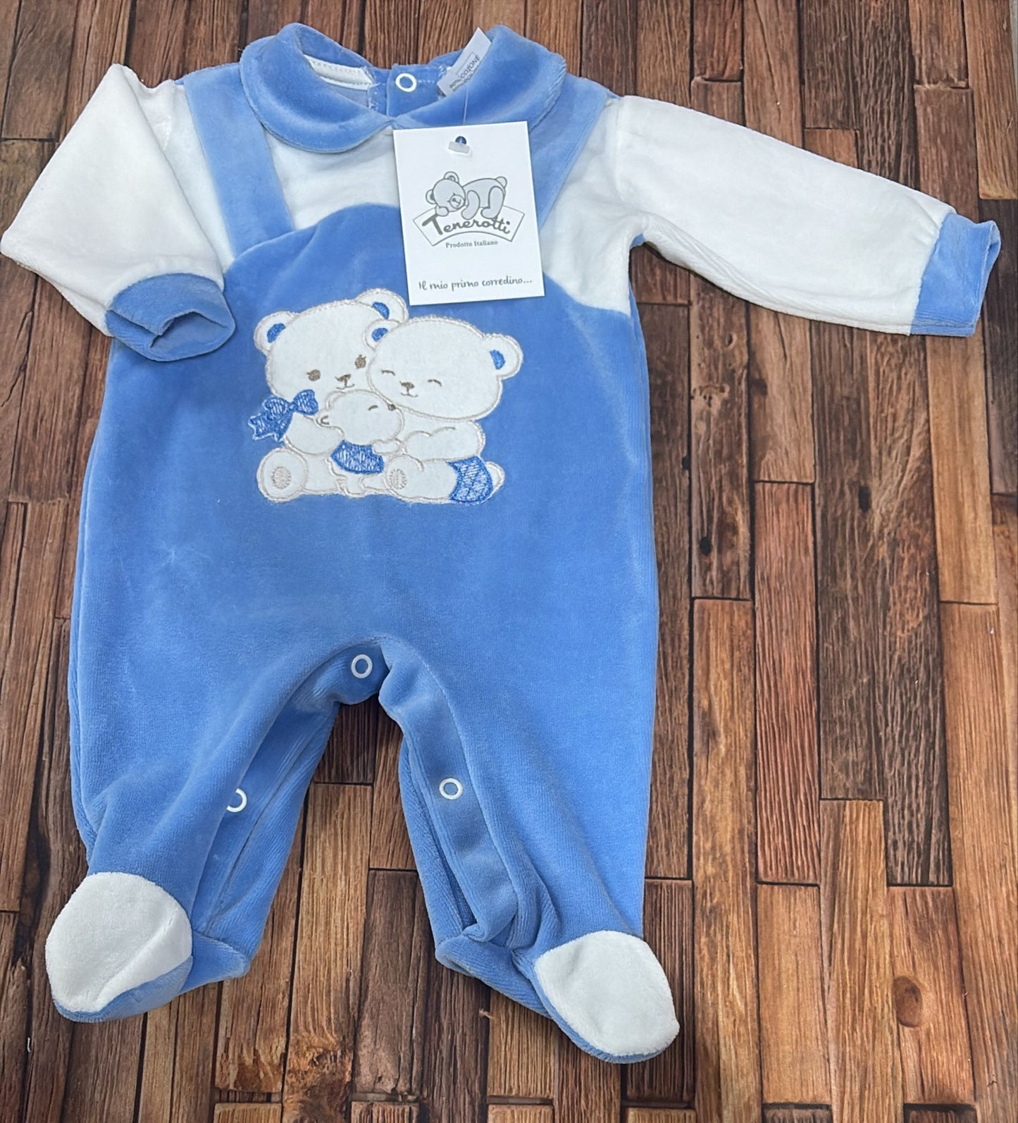 Tutina Neonato in Ciniglia Tenerotti con Orsetti – Art. 522