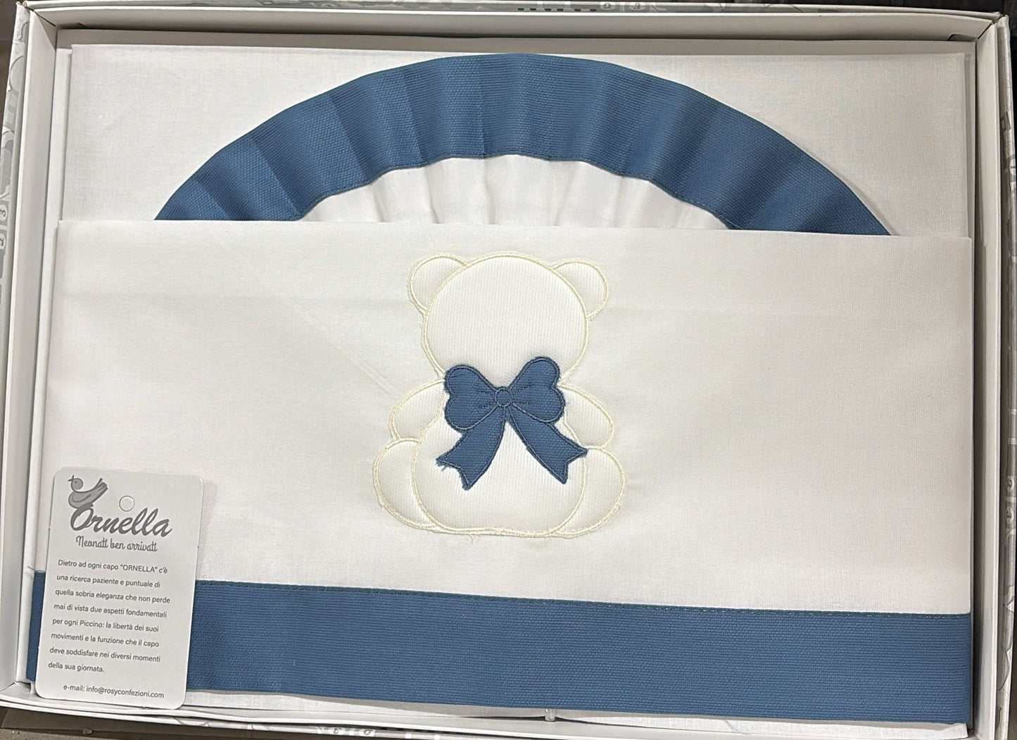 Lenzuolino Culla 100% Cotone con Orsetto Ricamato Ornella – 90x120 cm