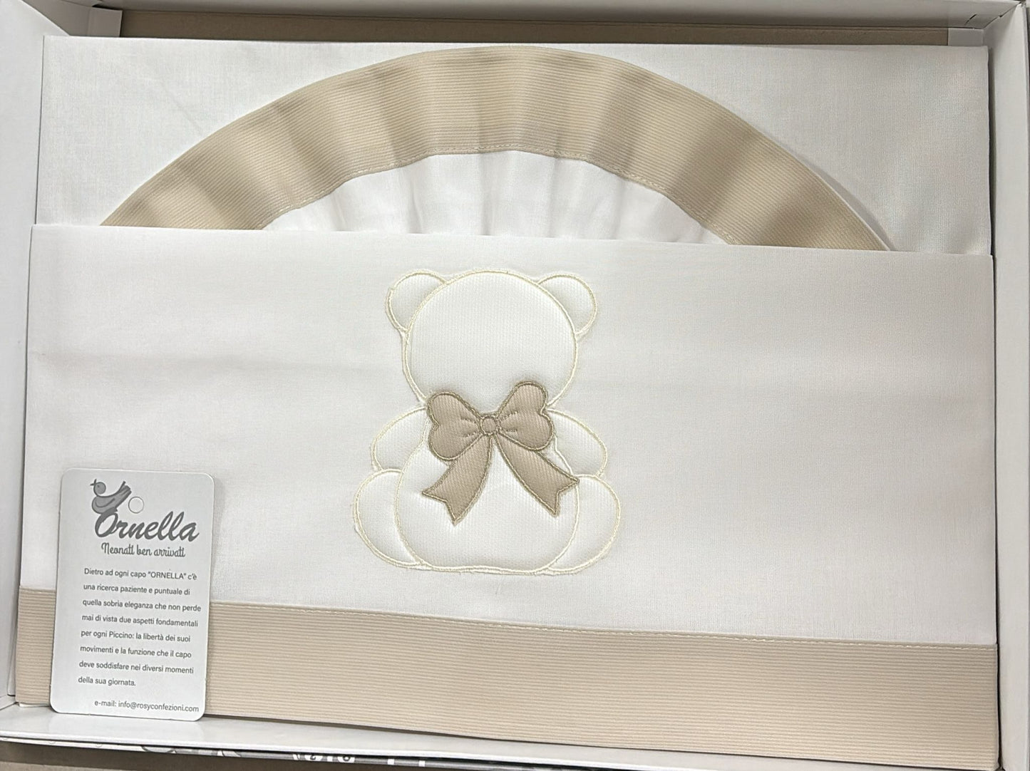 Lenzuolino Culla 100% Cotone con Orsetto Ricamato Ornella – 90x120 cm