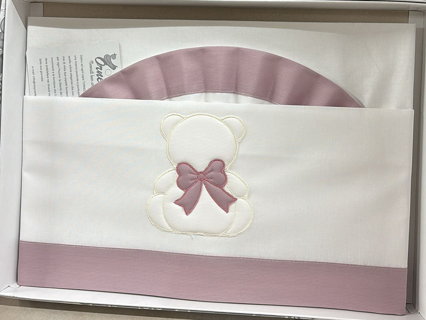 Lenzuolino Culla 100% Cotone con Orsetto Ricamato Ornella – 90x120 cm