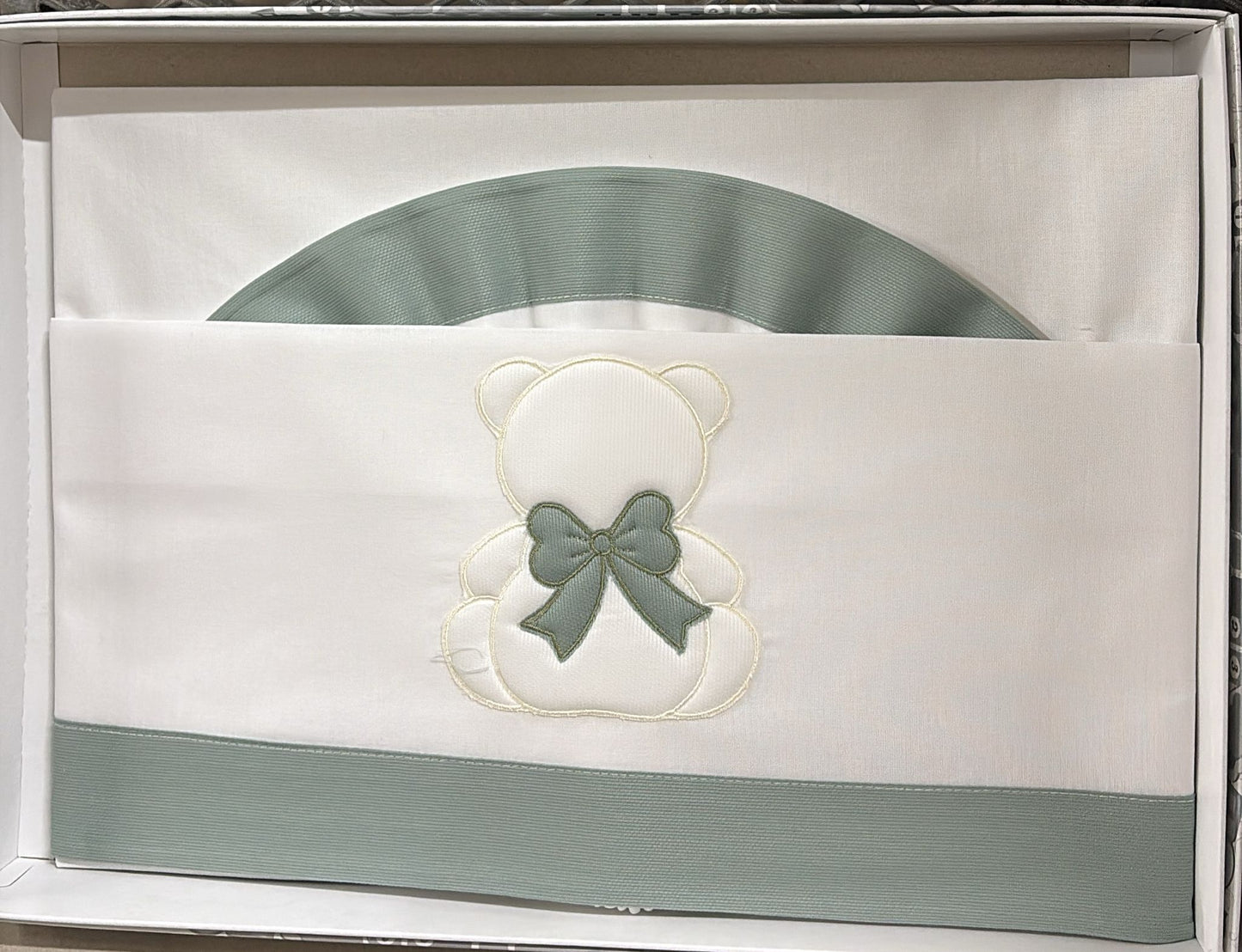 Lenzuolino Culla 100% Cotone con Orsetto Ricamato Ornella – 90x120 cm