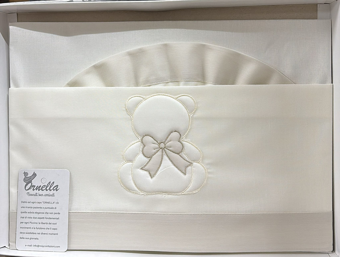 Lenzuolino Culla 100% Cotone con Orsetto Ricamato Ornella – 90x120 cm