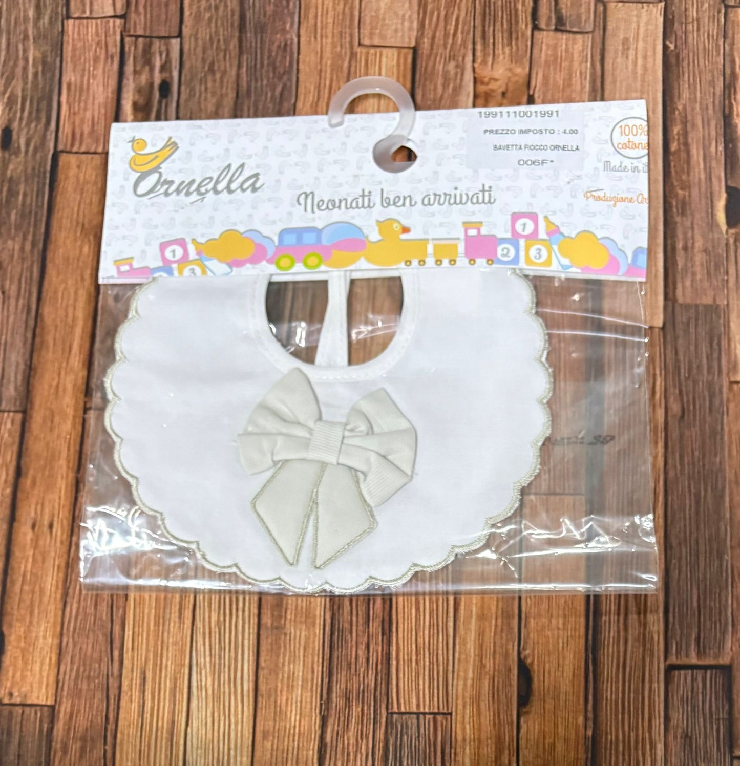 Bavetta Fiocco Ornella in 100% Cotone – Eleganza per Neonati