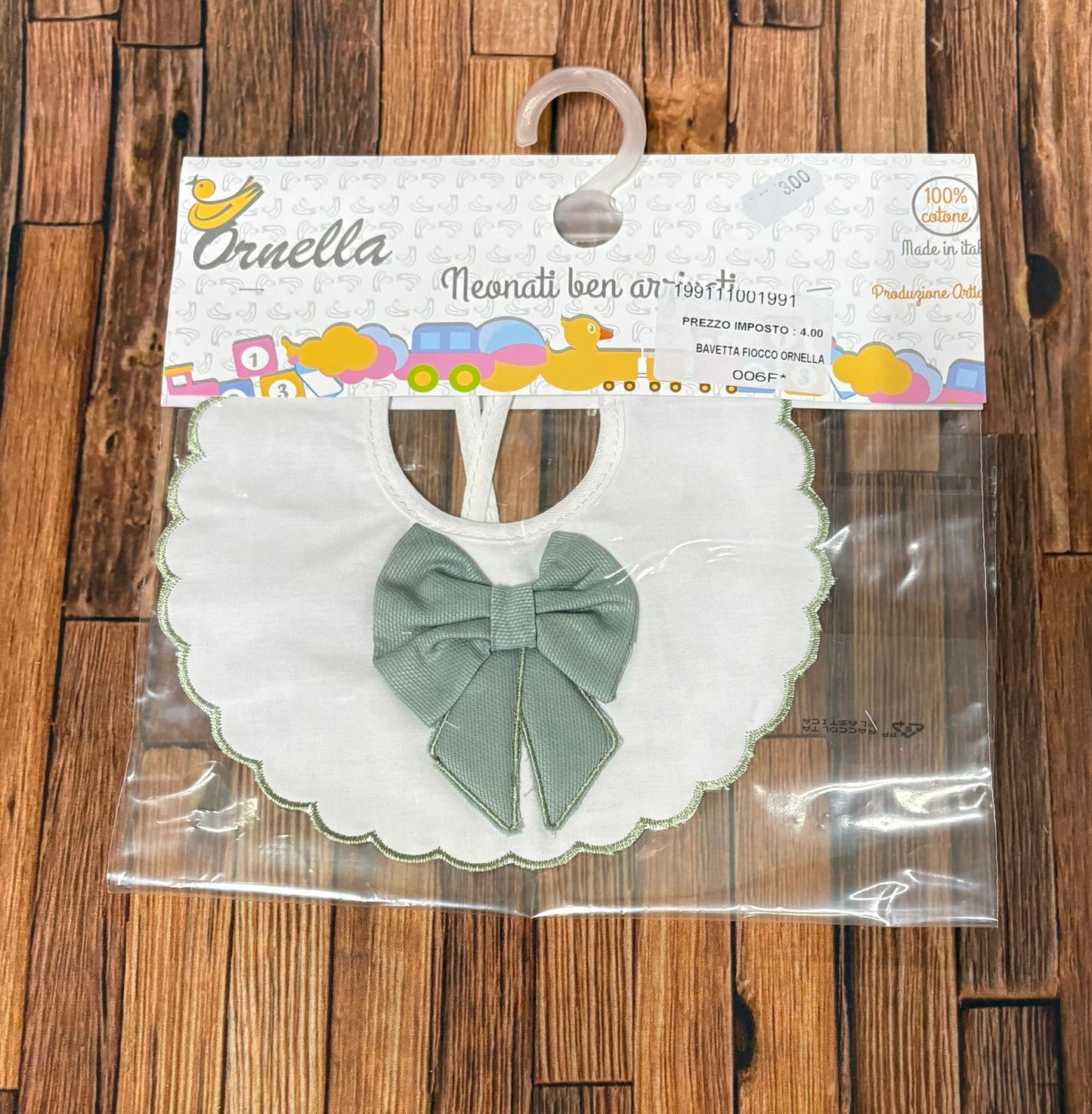 Bavetta Fiocco Ornella in 100% Cotone – Eleganza per Neonati