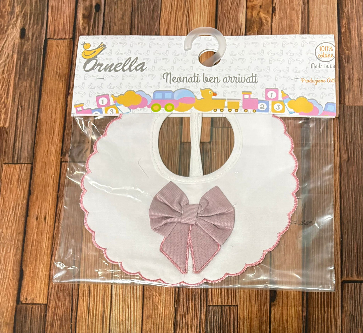 Bavetta Fiocco Ornella in 100% Cotone – Eleganza per Neonati