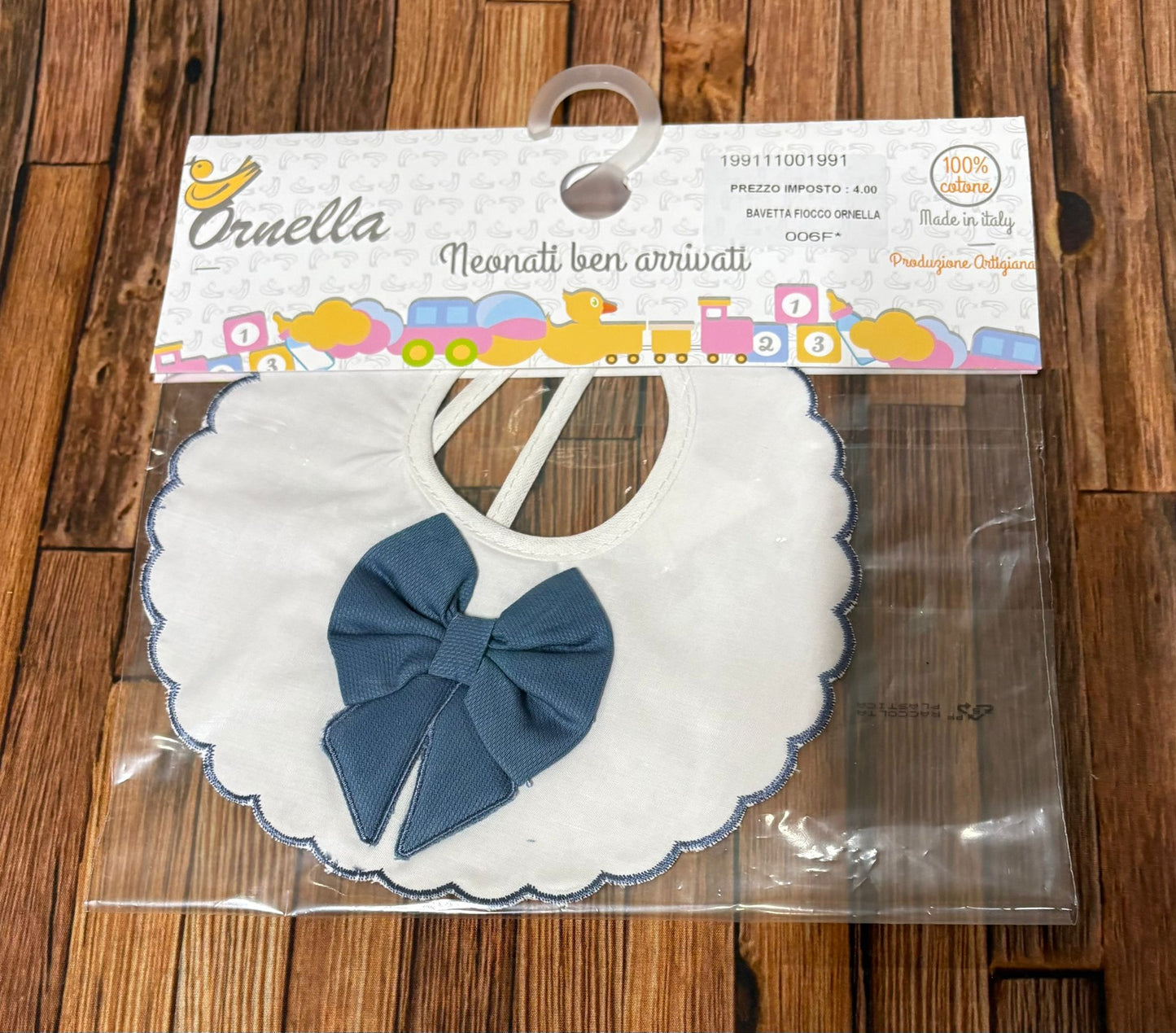 Bavetta Fiocco Ornella in 100% Cotone – Eleganza per Neonati