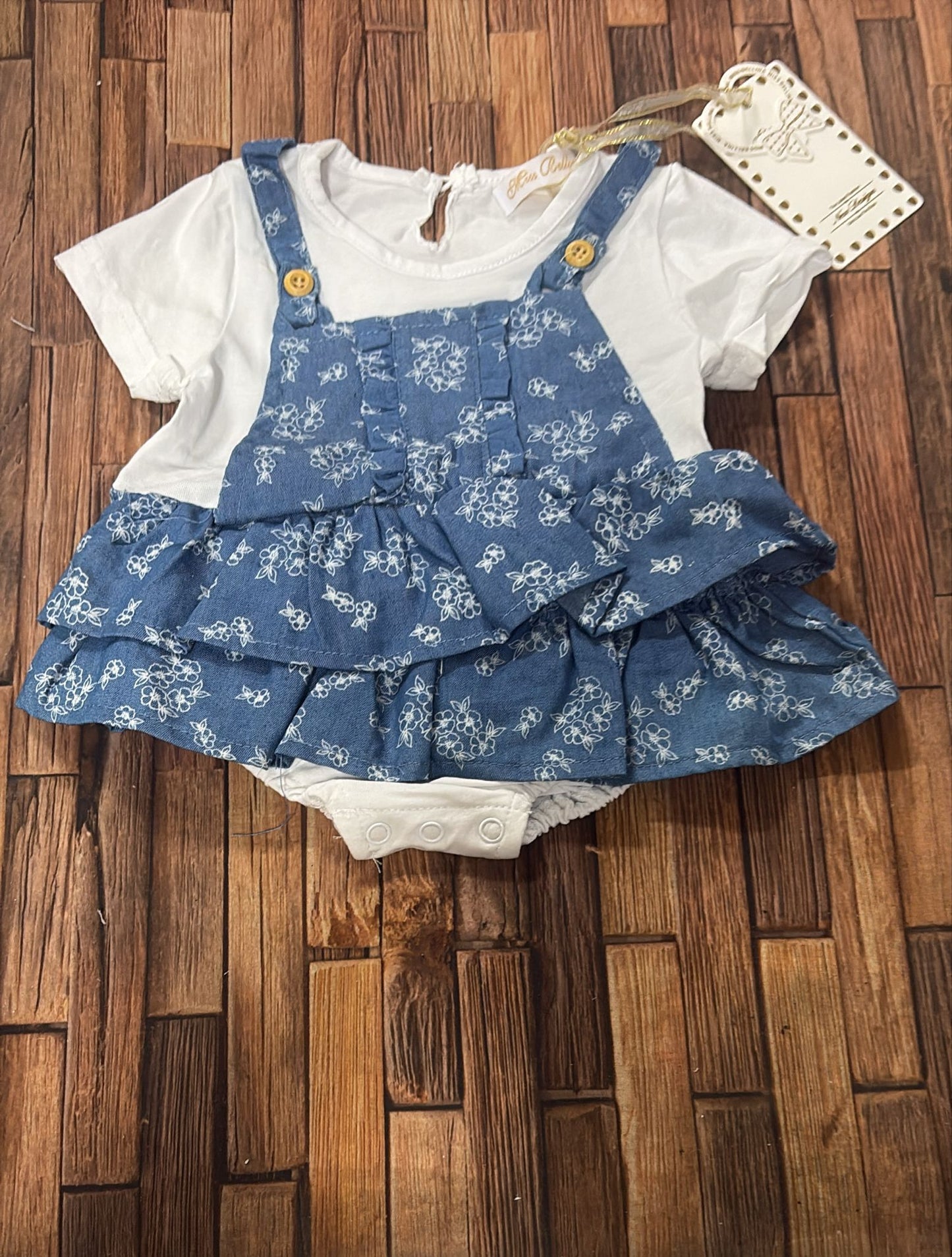 Pagliaccetto Neonata Salopette Jeans con Body – Art. 3698