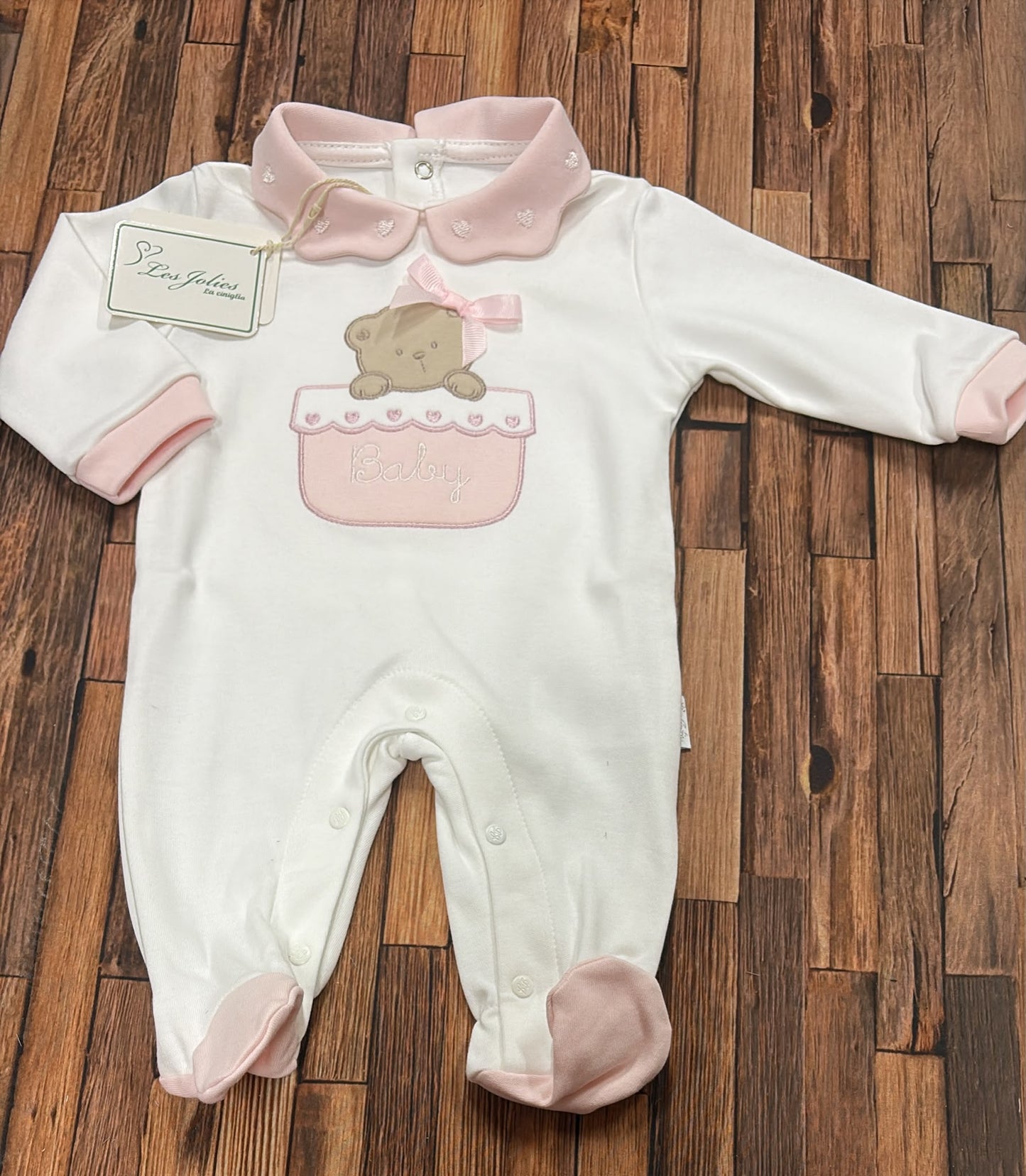 Tutina Neonata in Caldo Cotone Les Jolies – Orsetto Ricamato
