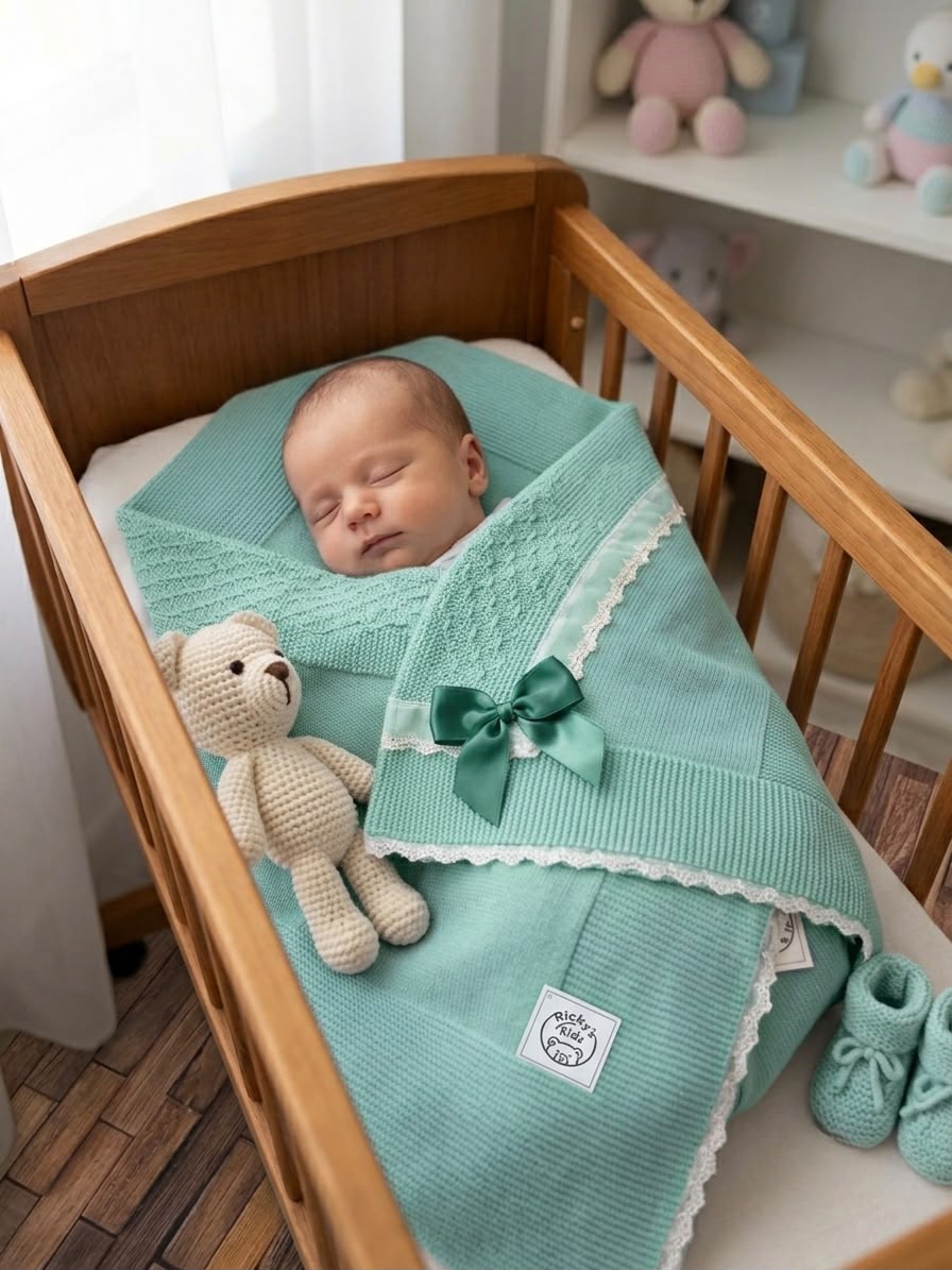 Scialle Mod Lana in Maglia con Fiocco e Pizzo