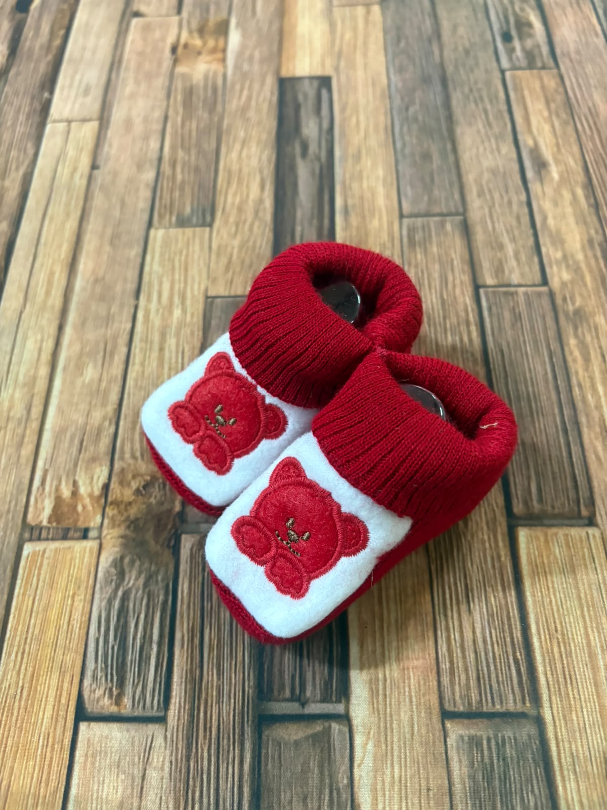 Scarpine Neonato Caldo Cotone con Orsetto Ricamato – Modello 3